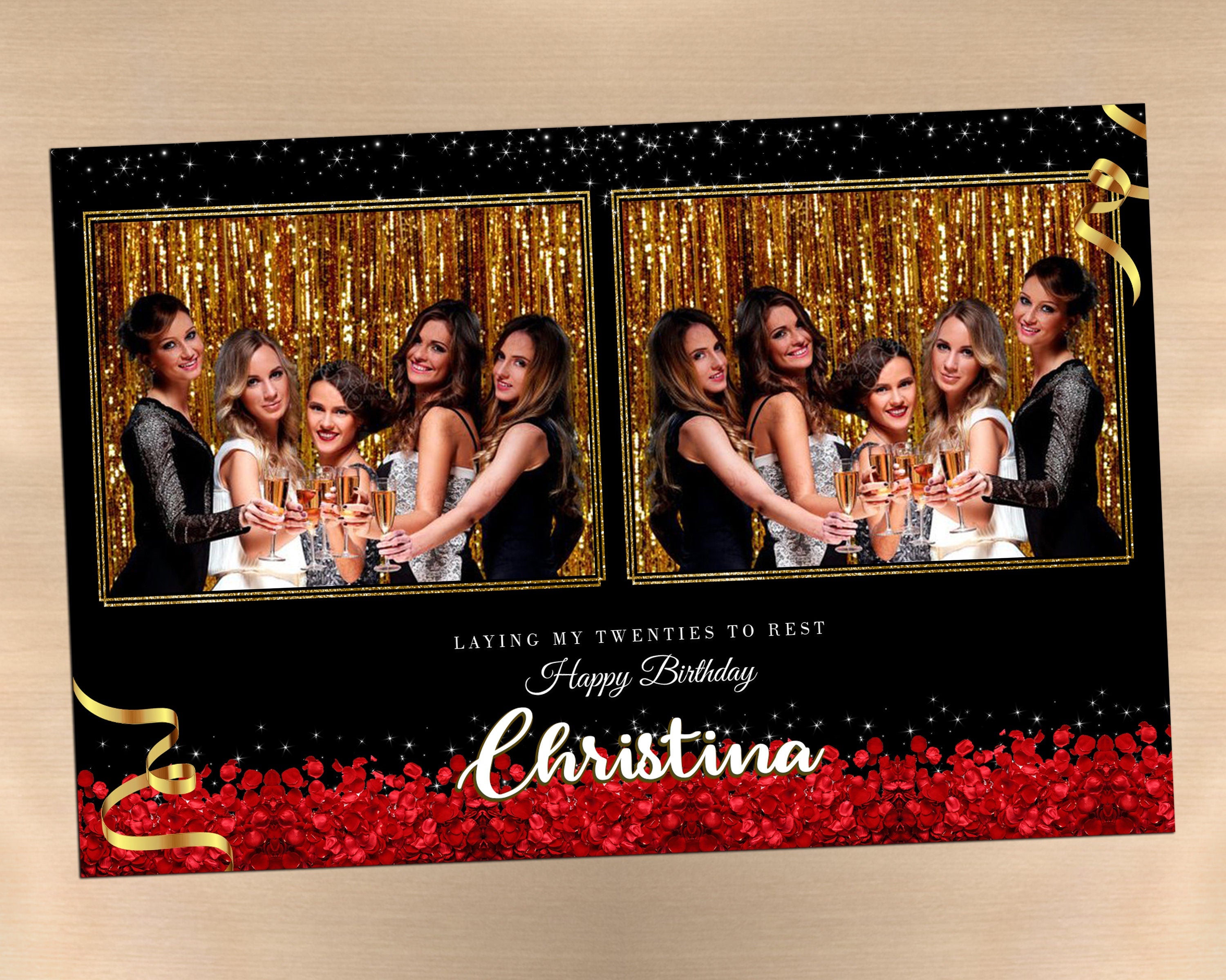 Photo booth template birthday wedding bridal shower photo booth template red rose floral template sweet16 quinceanera 4x6