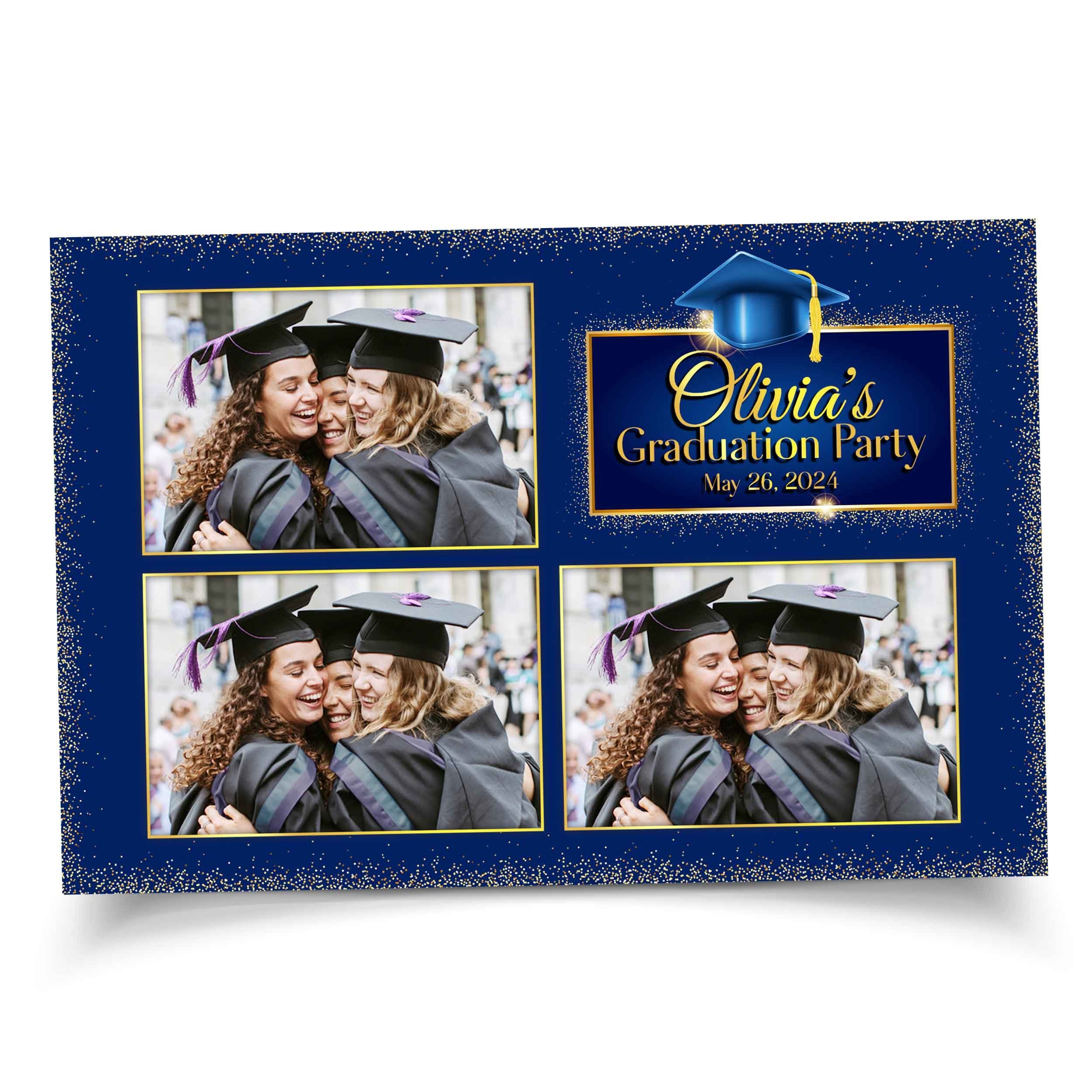 Graduation Photo Booth Template, Grad Photobooth Template, Class of, Prom, Blue and Gold