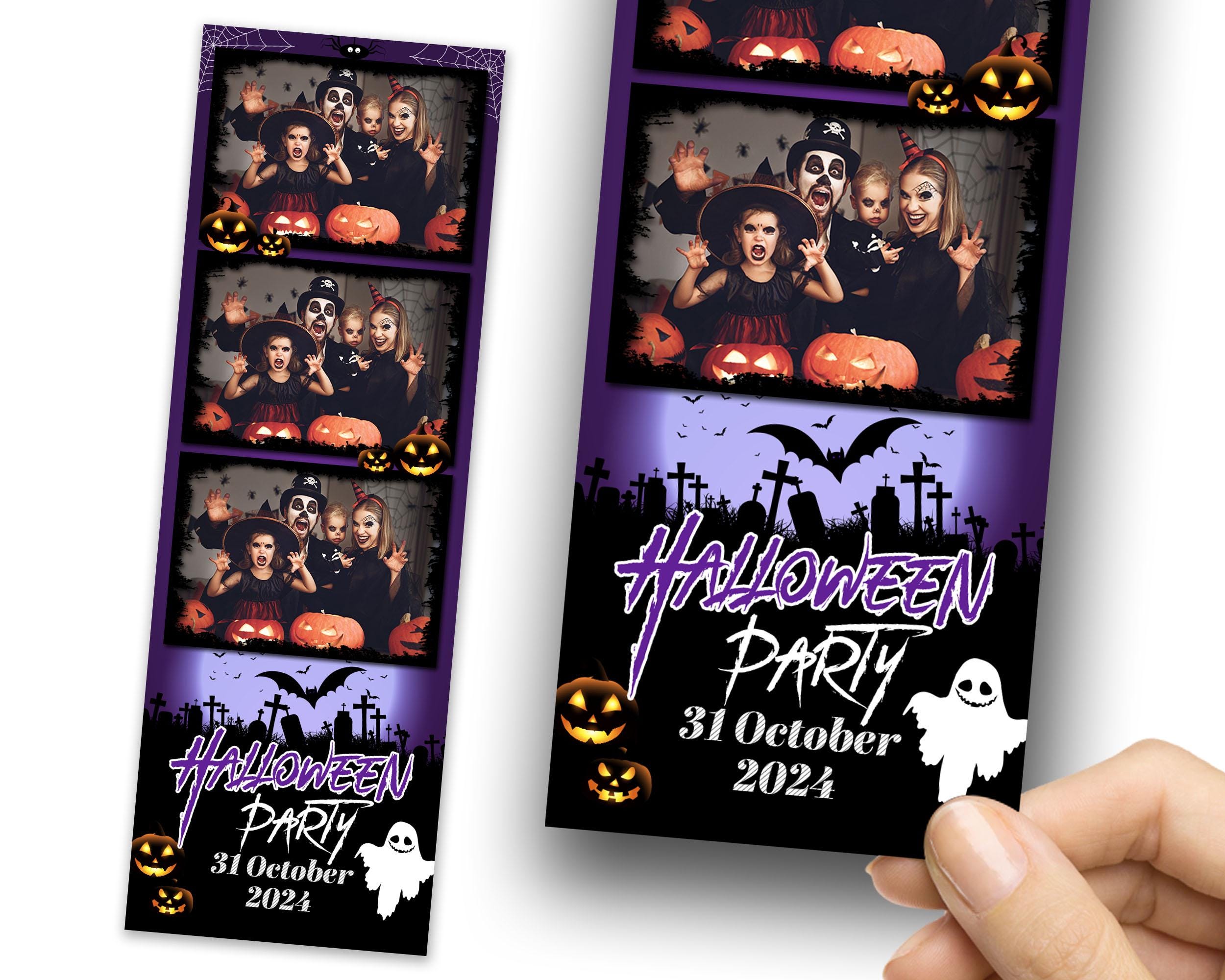 Halloween Photobooth Template 2x6 Strip 3 photo Trick or Treat Purple Halloween Photo Booth Template Pumpkin Scary Night TB199