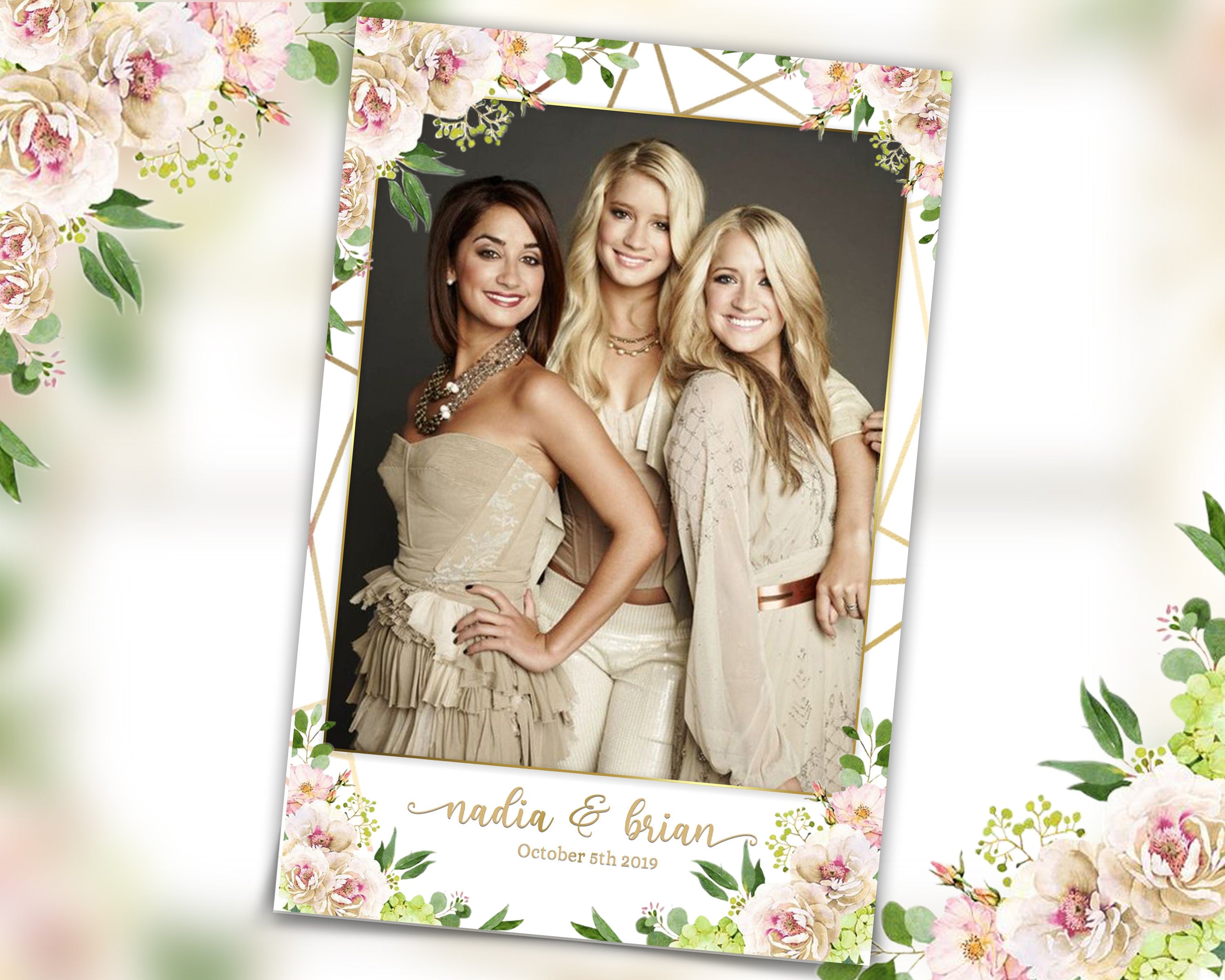 Wedding Photobooth Template, Floral Photobooth Template, 4x6 Wedding Photo booth Template, Sweet Sixteen, Sweet 16, Bridal Shower, 4x6