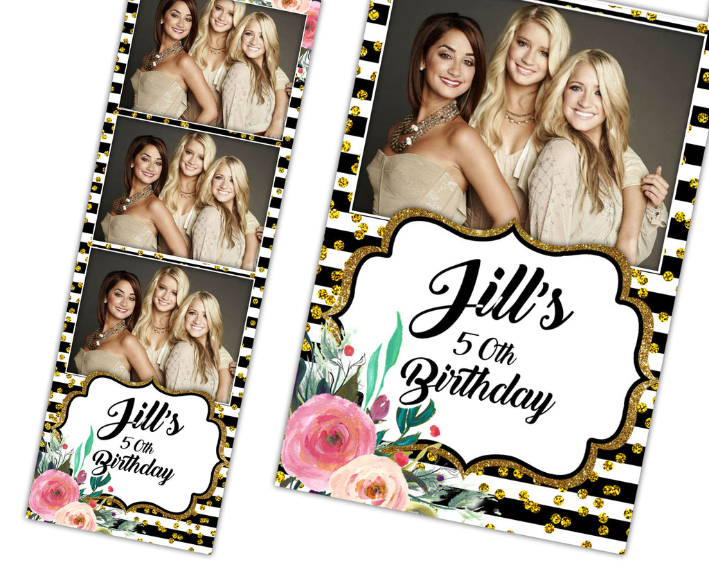 Photobooth Template Wedding Bridal Shower Sweet 16 Floral Anniversary Birthday Photo Booth Template 2x6 xbdr psd png