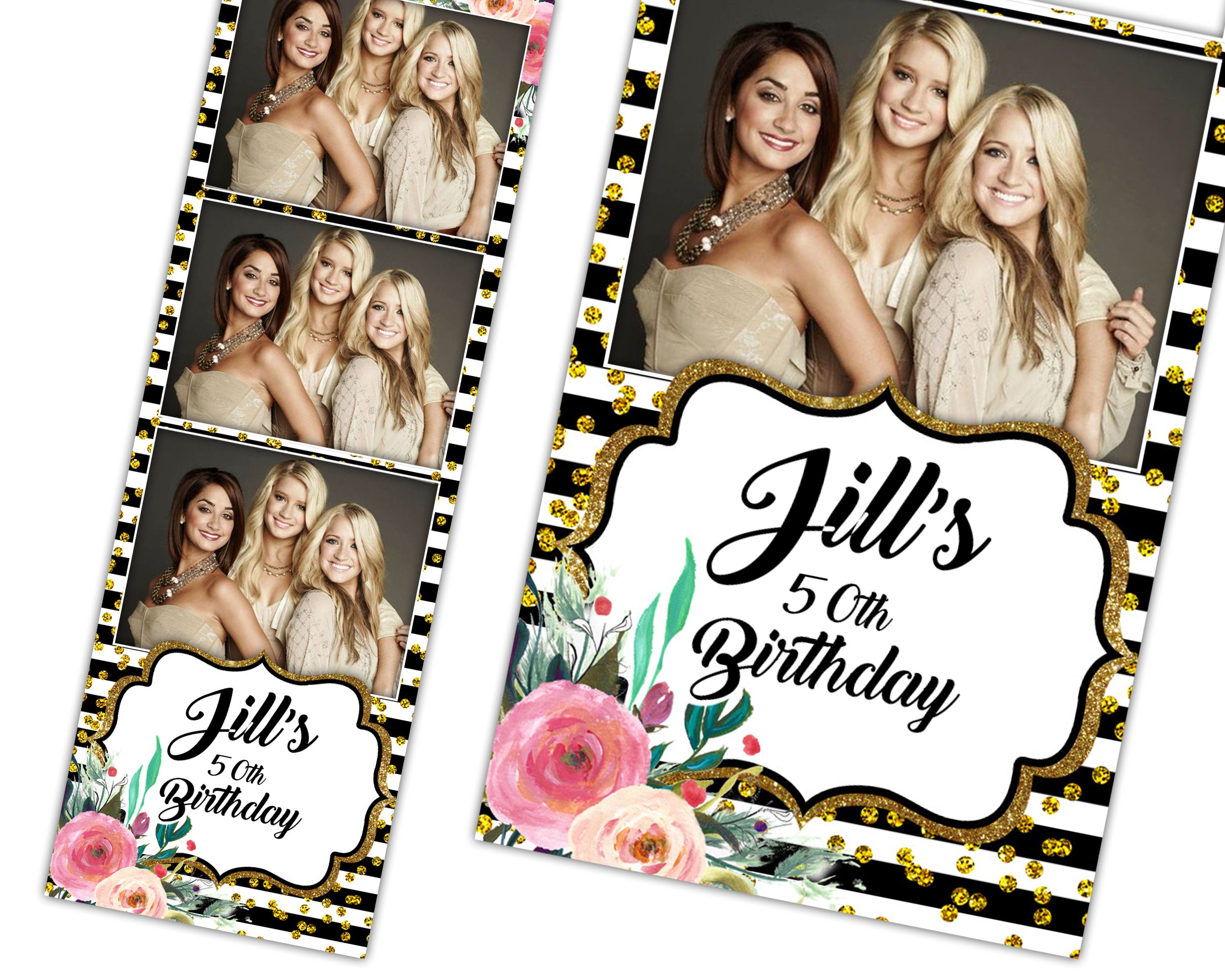 Photobooth Template Wedding Bridal Shower Sweet 16 Floral Anniversary Birthday Photo Booth Template 2x6 xbdr psd png
