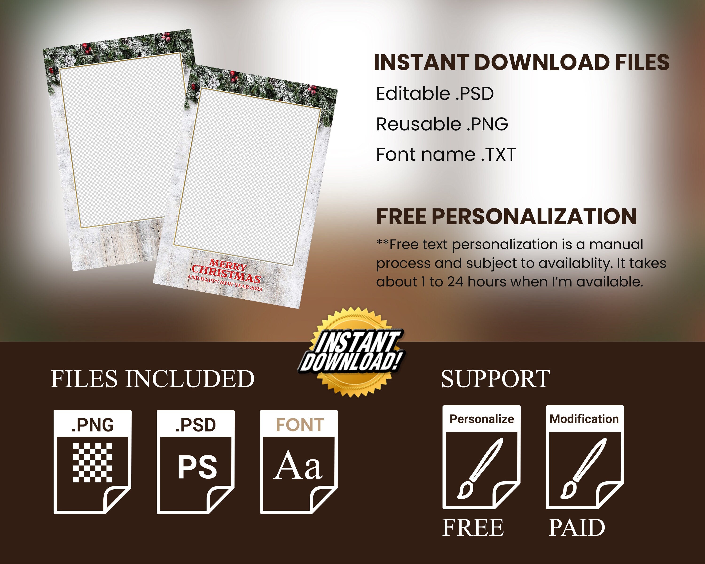 Christmas Photobooth Template Merry Christmas and New Year Strip Winter Wonderland and Holiday Photobooth Template Gold Mirror Booth 4x6