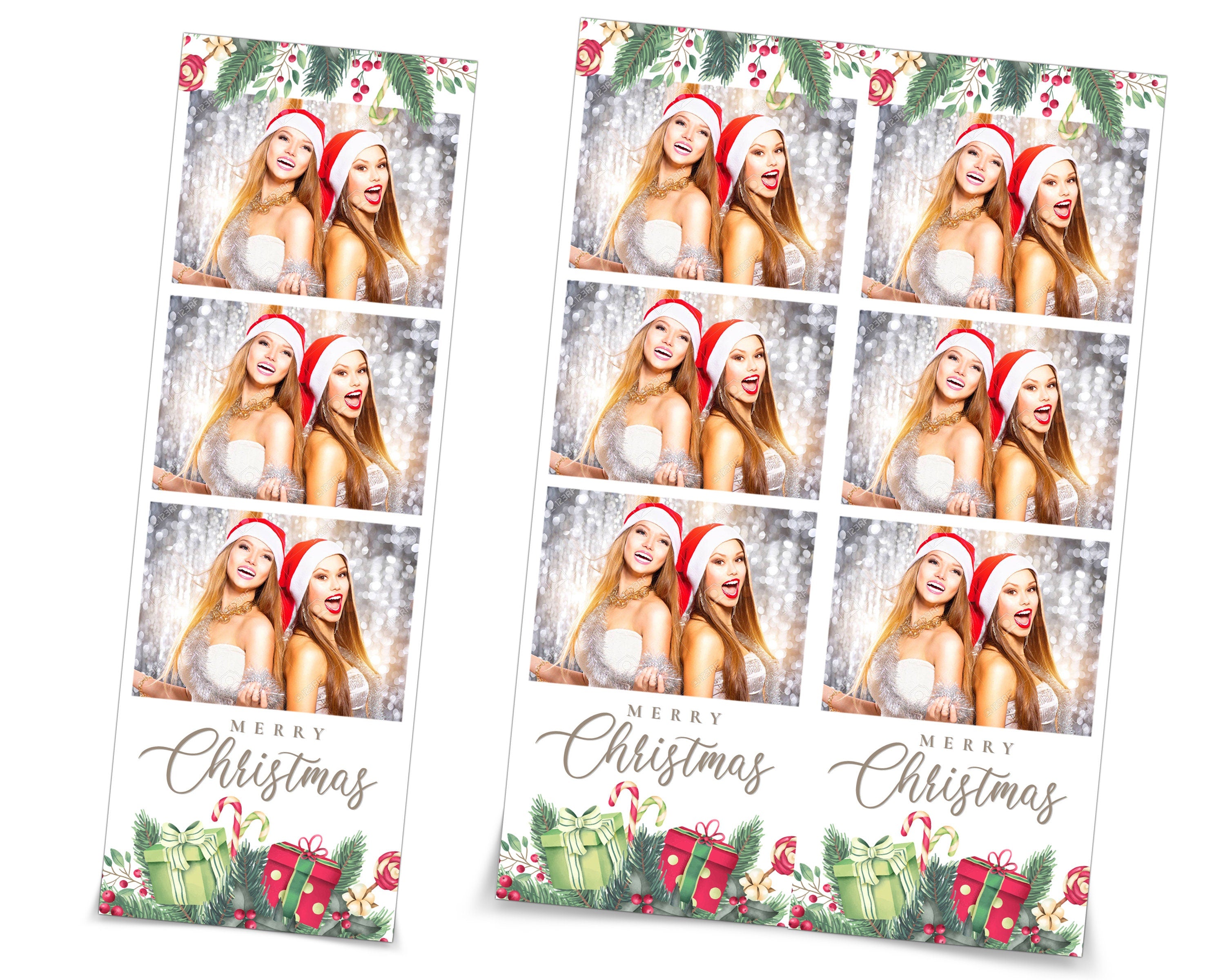 Photo Booth Template Merry Christmas Day Party 2021 Silver Photobooth Template 2x6 Photo Strips Frame Template
