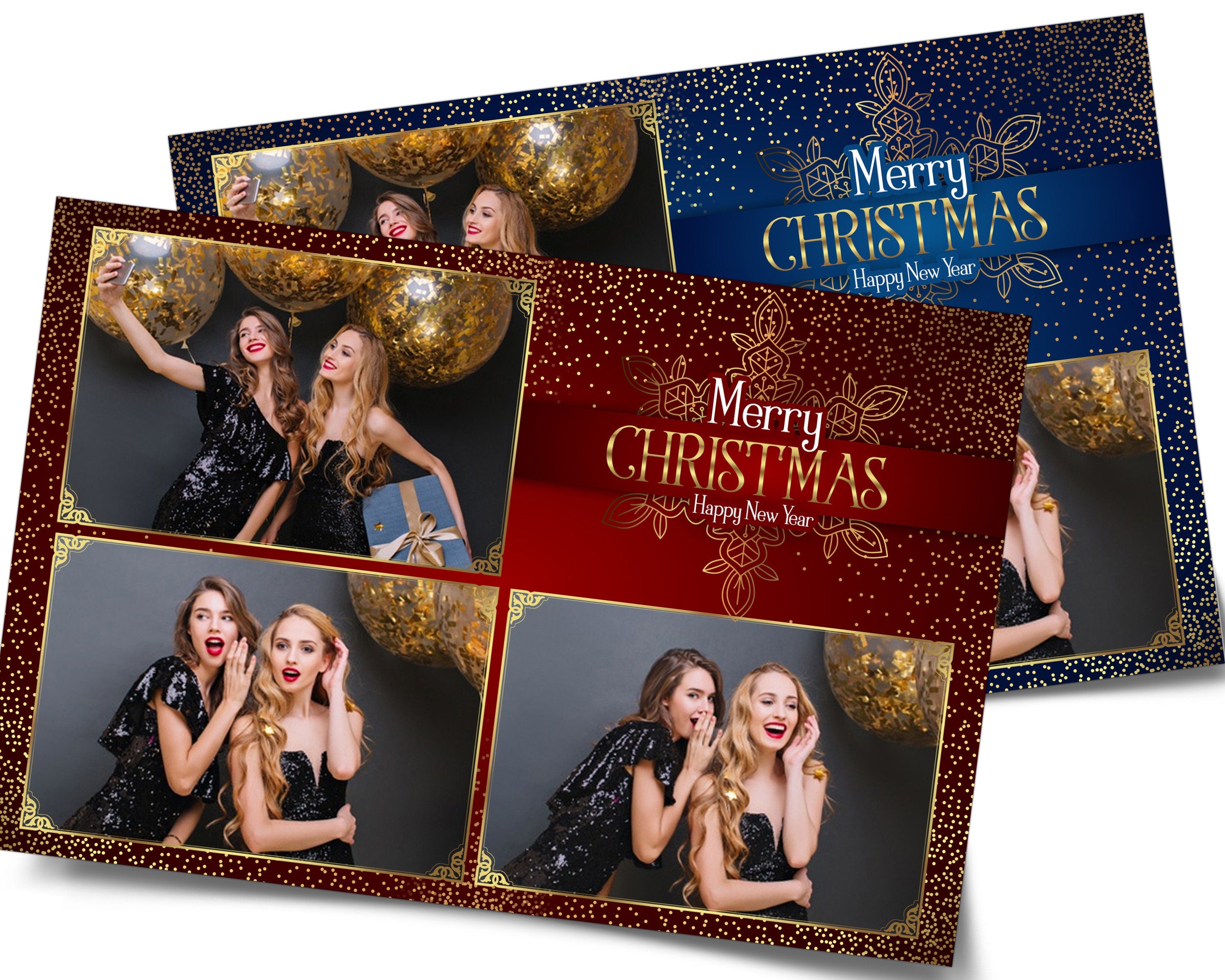Photo Booth Template Merry Christmas New Year 2021 Party Photobooth Template 4x6  3 Photo Frame Template
