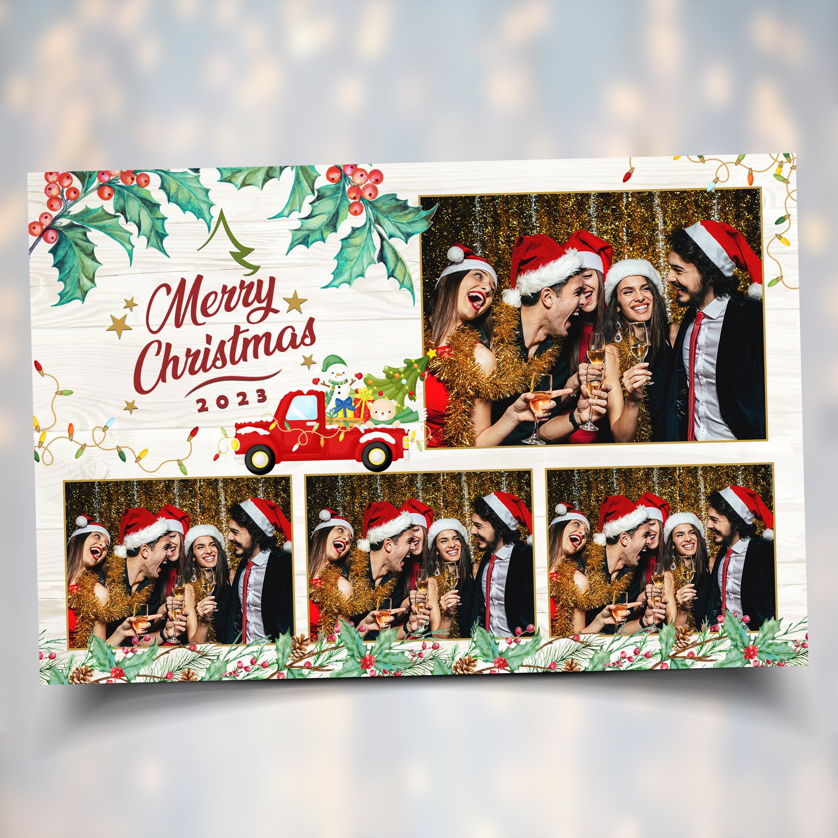 Christmas Truck Photo Booth Template Merry Christmas and New Year Holiday Xmas Photobooth