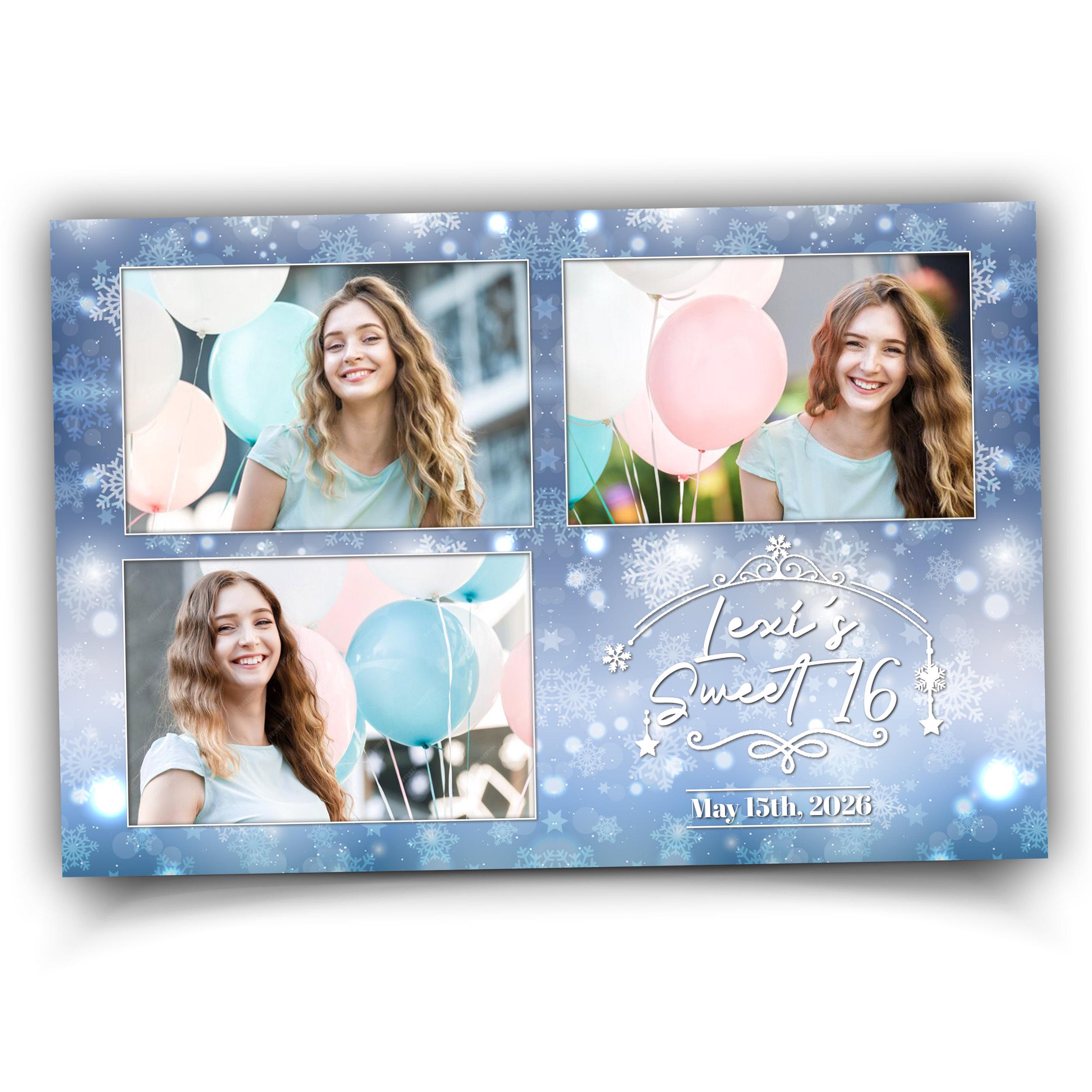 Snowflakes Photo Booth Template | Sweet 16 | Winter Wonderland | Snowflakes 2x6 stripe | Snow Photobooth