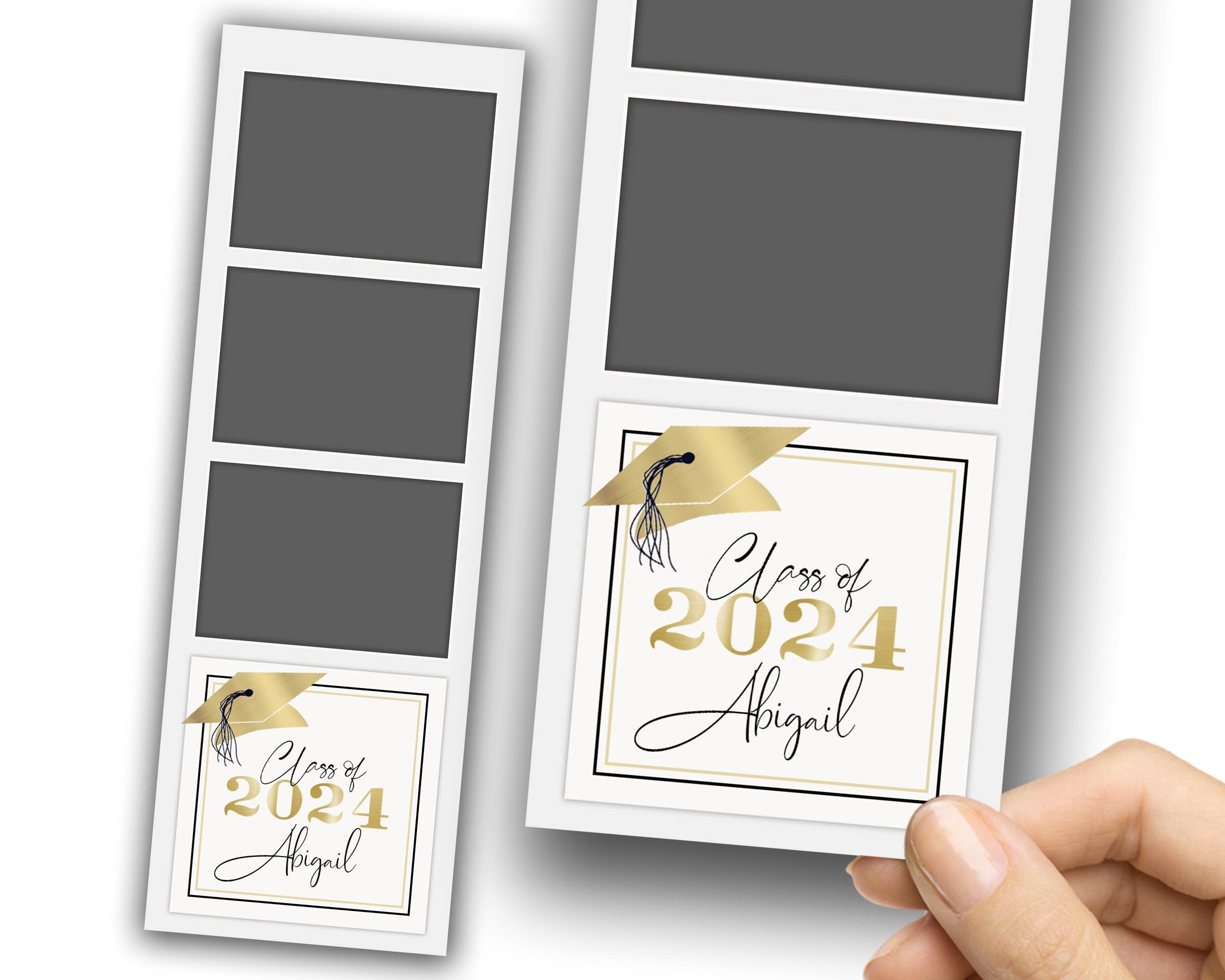 Graduation Photo Booth Template, Class of, Prom Photobooth, White Gold Grad 1094