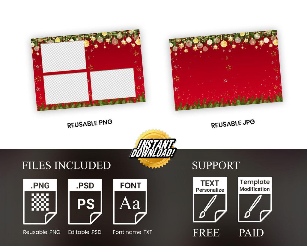 Christmas Photobooth Template, Merry Christmas, Holiday Photo Booth, New Year, Xmas 1461