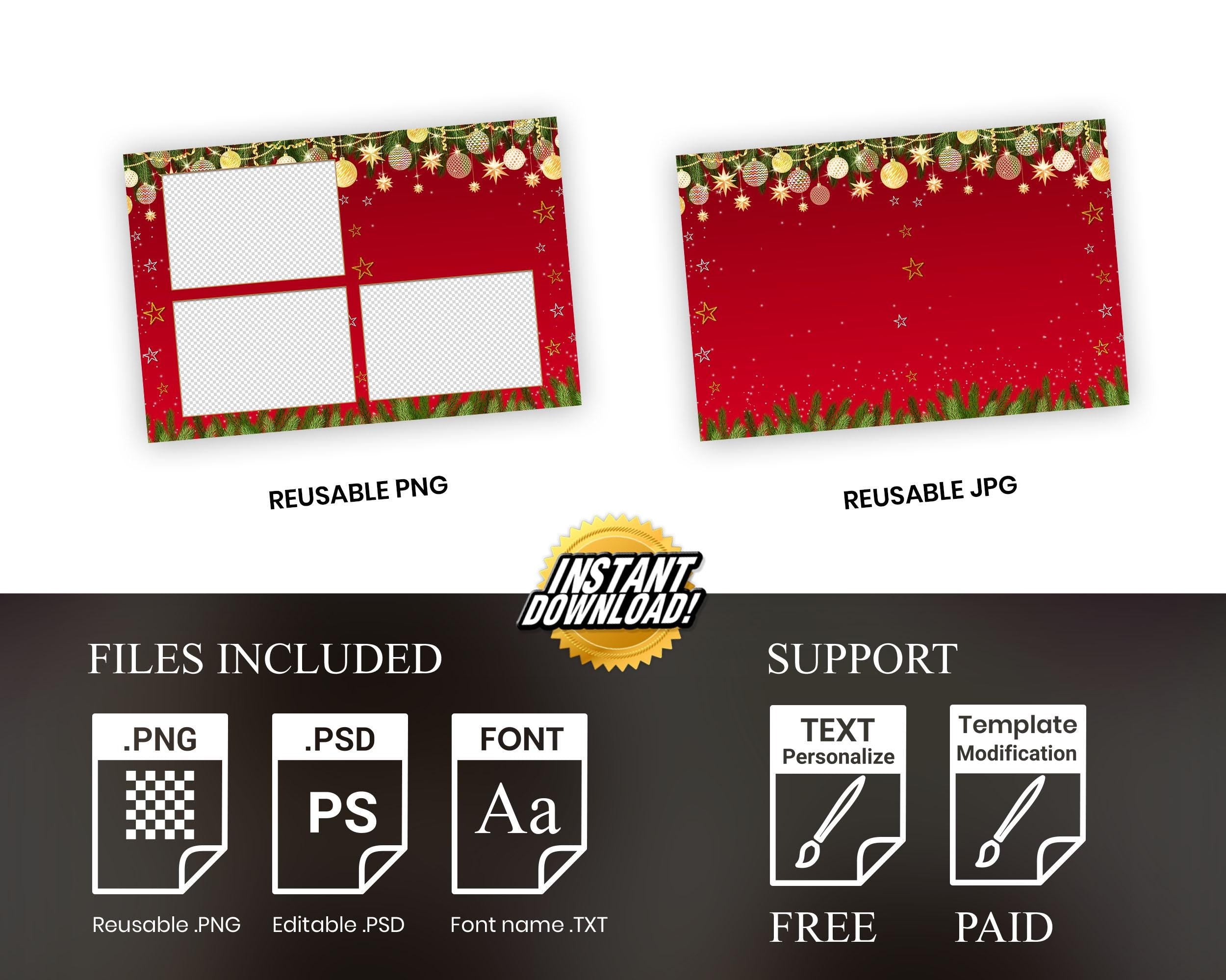 Christmas Photobooth Template, Merry Christmas, Holiday Photo Booth, New Year, Xmas 1461