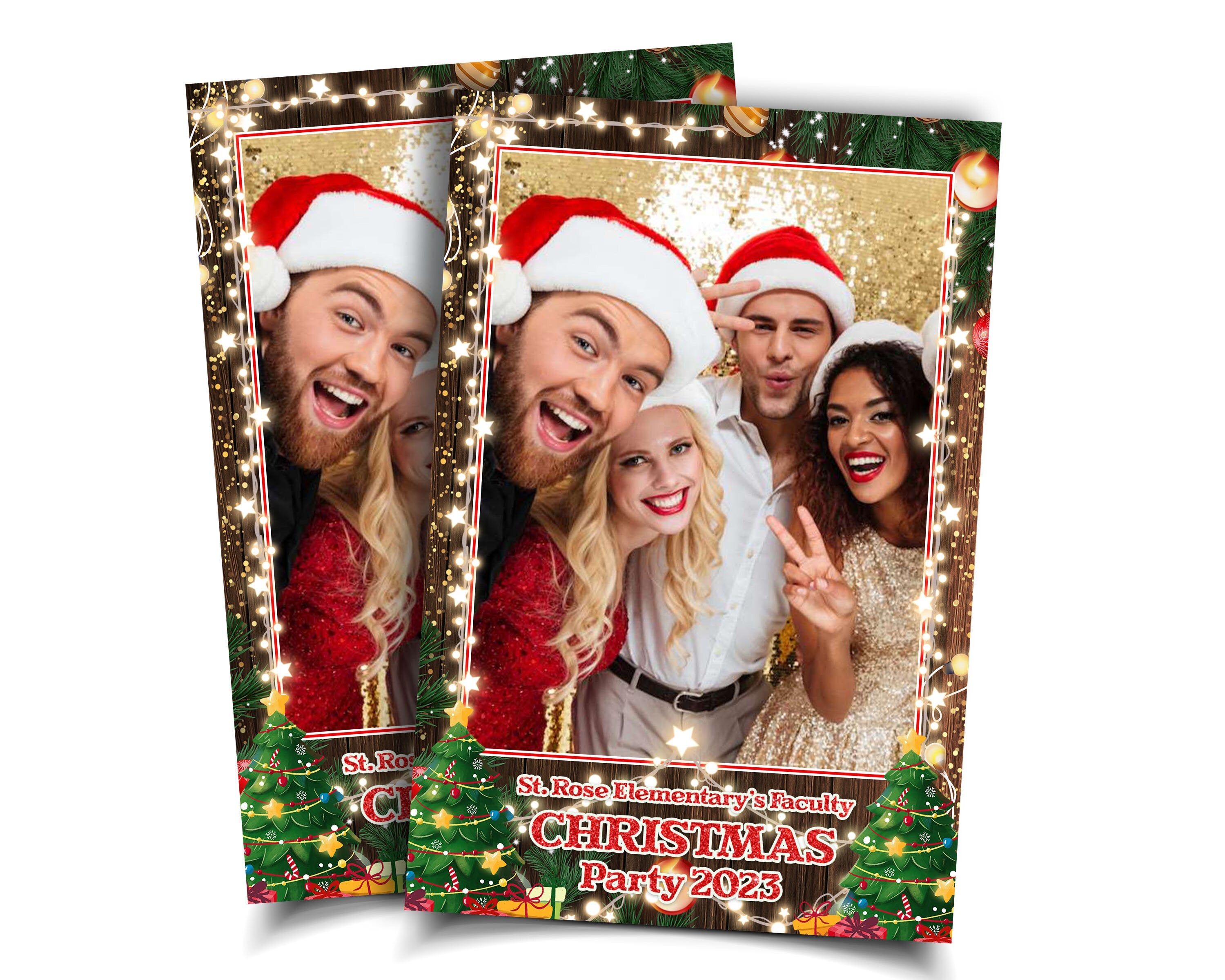 Christmas Photobooth Template Merry Christmas and New Year Strip Winter Wonderland and Holiday Photobooth Template Gold Black Silver 4x6