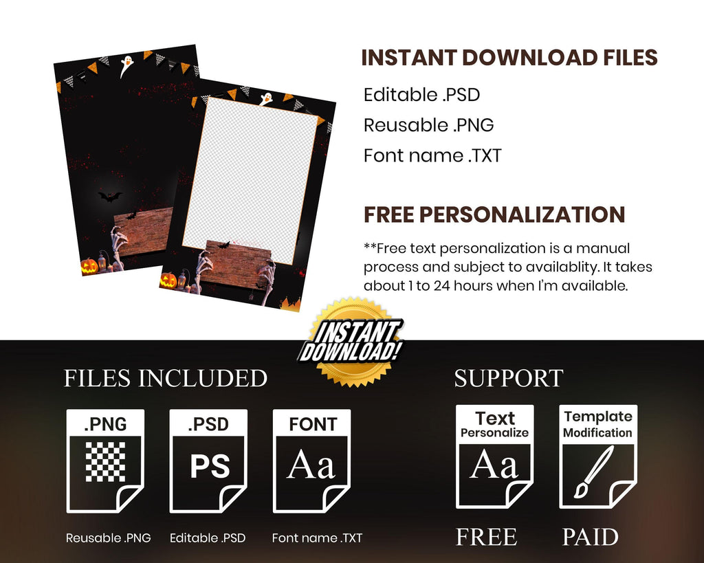Halloween 2024 Photobooth Template, Trick or Treat, Pumpkin Photo Booth Template 1356