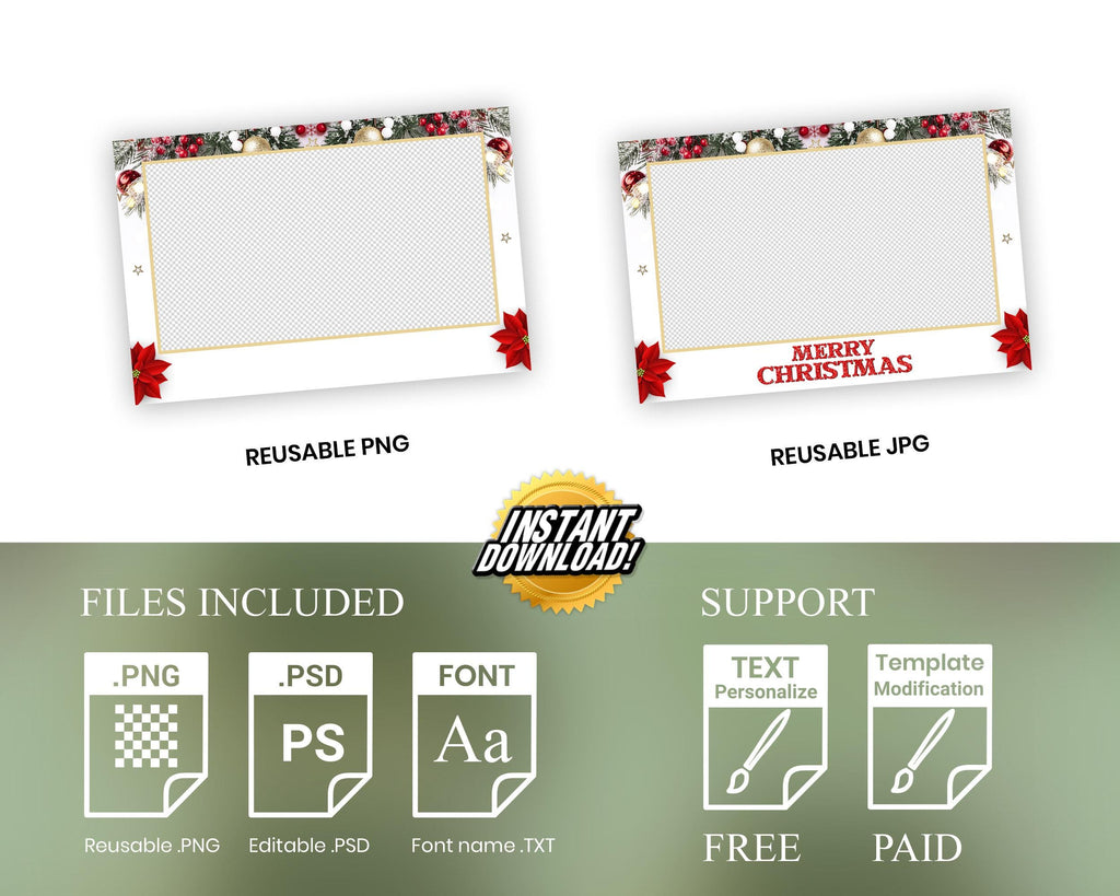 Christmas Photobooth Template, Holiday Photo Booth Template, SKU 830