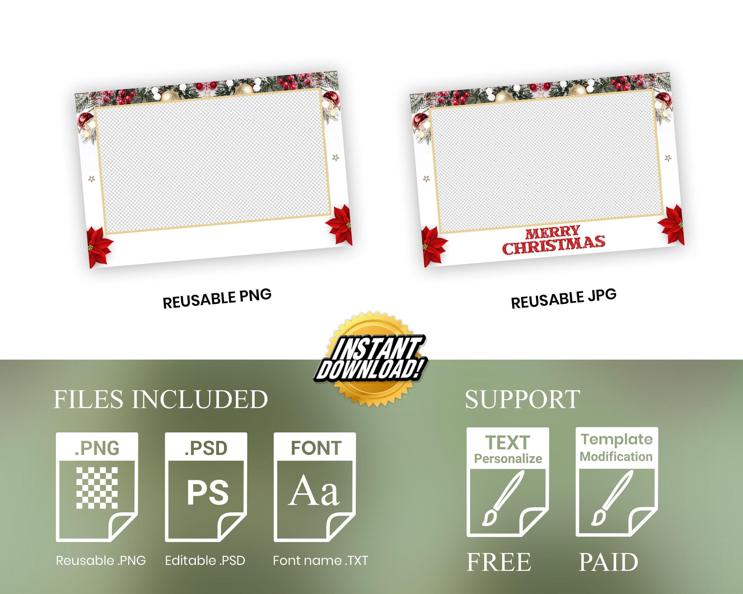 Christmas Photobooth Template, Holiday Photo Booth Template, SKU 830