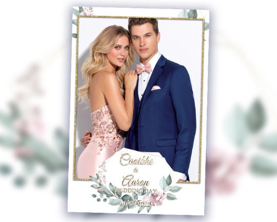 Wedding photo booth template with eucalyptus stripe 2x6 Anniversary, Bridal Shower, Floral, Flowers and Leaves, Greenery, Eucalyptus