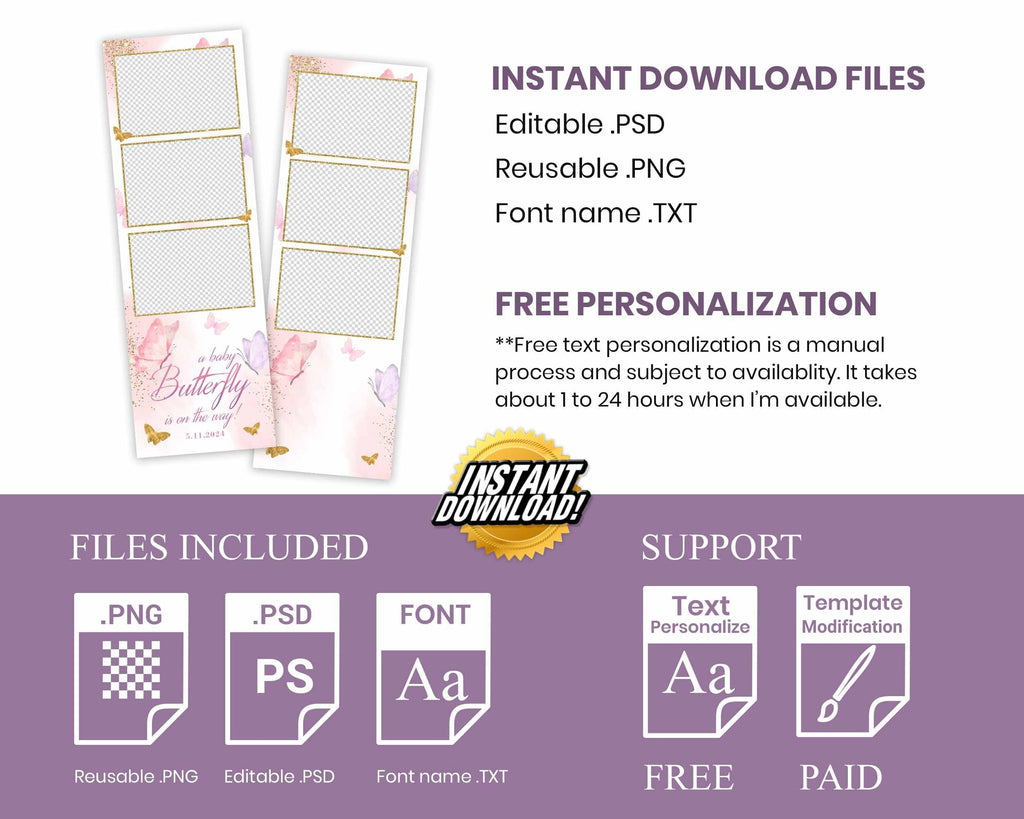 Butterfly Photo Booth Template, Baby Shower, Birthday, Mis Quince, Bearly Wait, Quinceañera Photobooth, XV, Bday, Quinceanera, Sweet 16