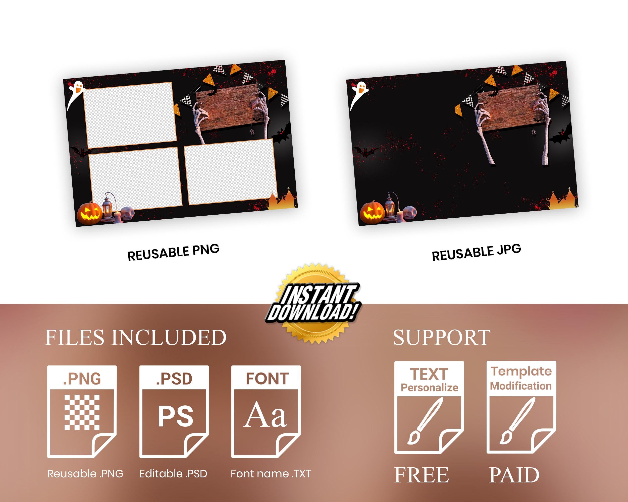 Halloween Photobooth Template, Trick or Treat, Pumpkin Photo Booth Template, 1356