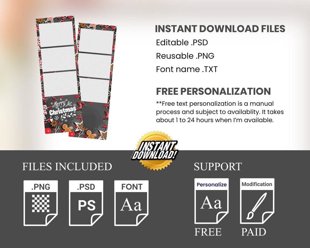 Christmas Photo Booth Template | Merry Christmas | Xmas Photobooth Template | Holiday | SKU 213
