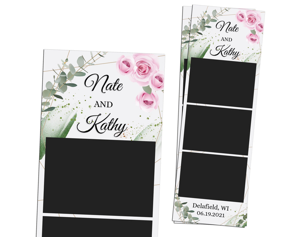 Wedding Bridal Shower Sweet 16 Floral Anniversary Photo Booth Template 2x6 Photobooth Template with xbdr psd png jpg and mockup