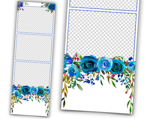 Baby Blue Photo Booth Template for Wedding, Bridal Shower, Sweet 16 and Anniversary Floral Photobooth Template 2x6 & double stripe 4x6
