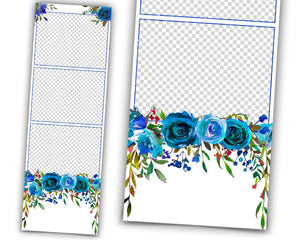 Baby Blue Photo Booth Template for Wedding, Bridal Shower, Sweet 16 and Anniversary Floral Photobooth Template 2x6 & double stripe 4x6