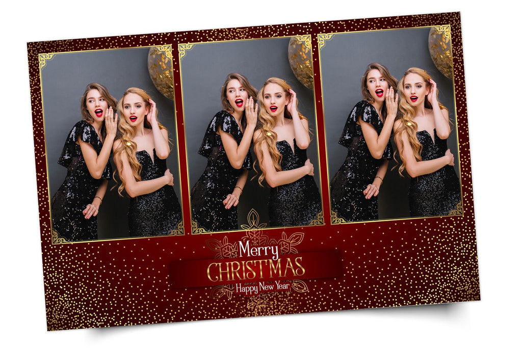 Photo Booth Template Merry Christmas New Year 2021 Party Photobooth Template 4x6  3 Photo Frame Template