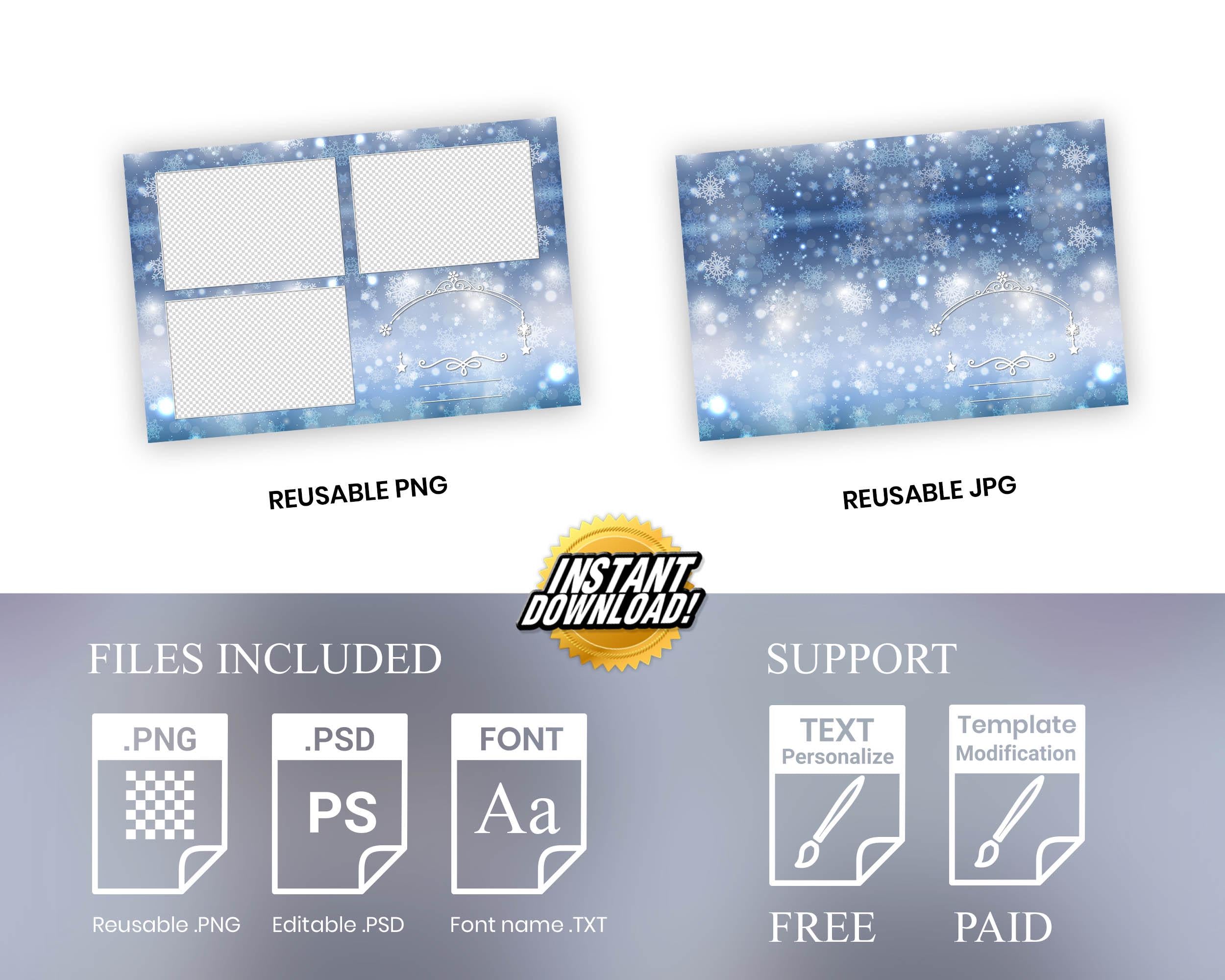 Snowflakes Photo Booth Template | Sweet 16 | Winter Wonderland | Snowflakes 2x6 stripe | Snow Photobooth
