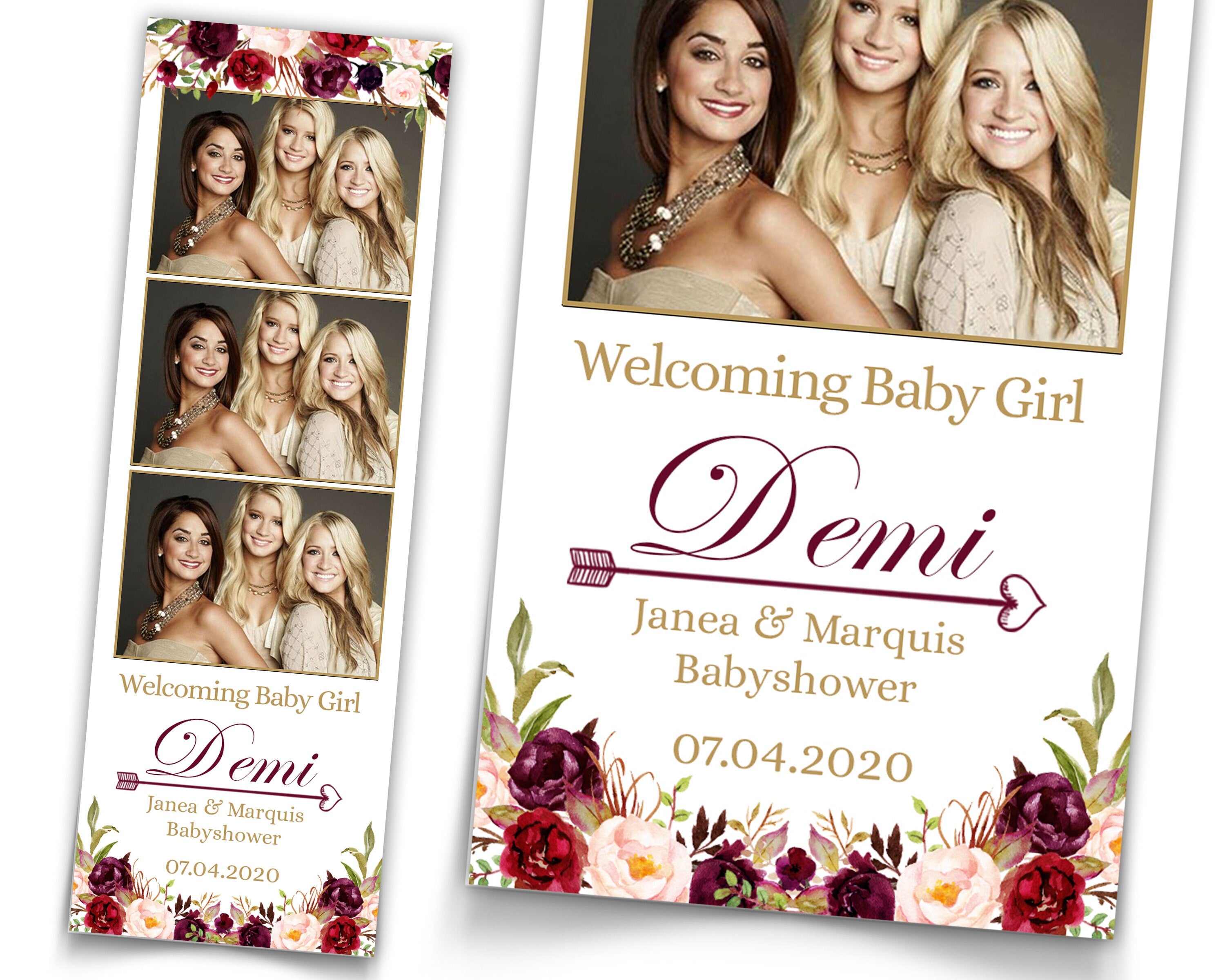 Photobooth template Floral Bridal Wedding Quinceanera birthday Sweet Sixteen 16 Photobooth Template photo booth Photo Strip