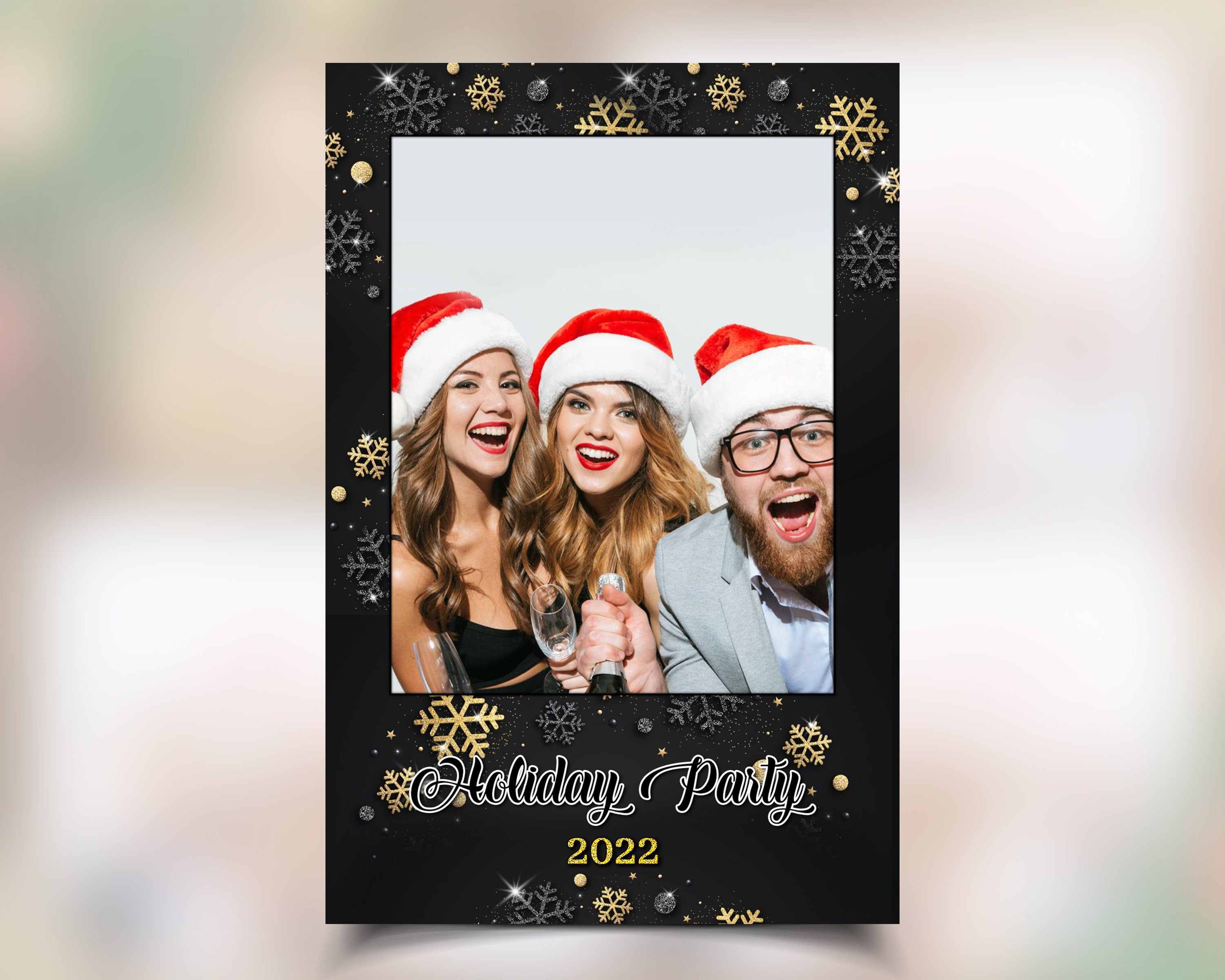 Snowflakes Christmas Photo Booth Holiday Photobooth Merry Christmas and New Year Xmas