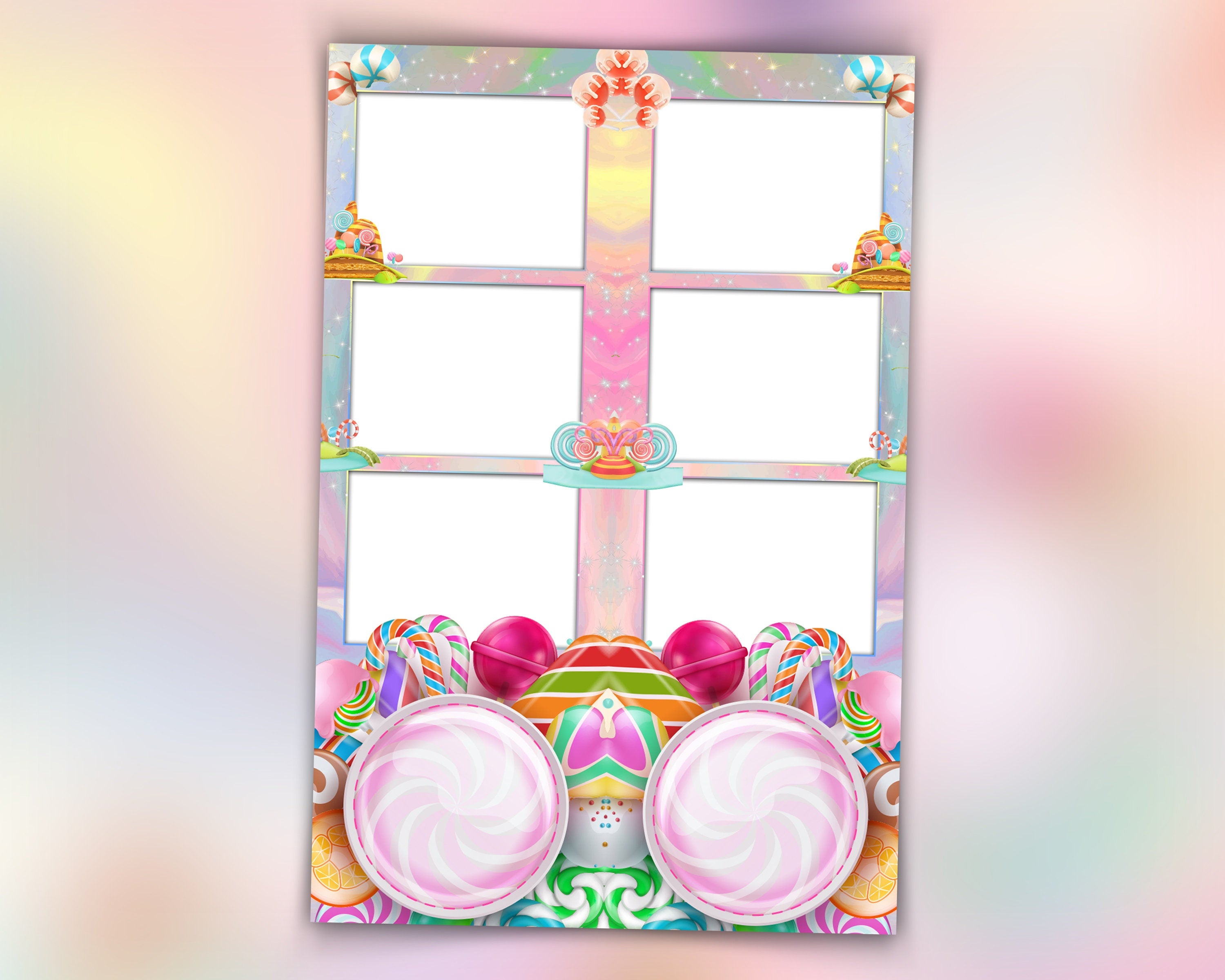 Birthday Photo booth template 2x6 & 4x6 candy land strip photo booth template