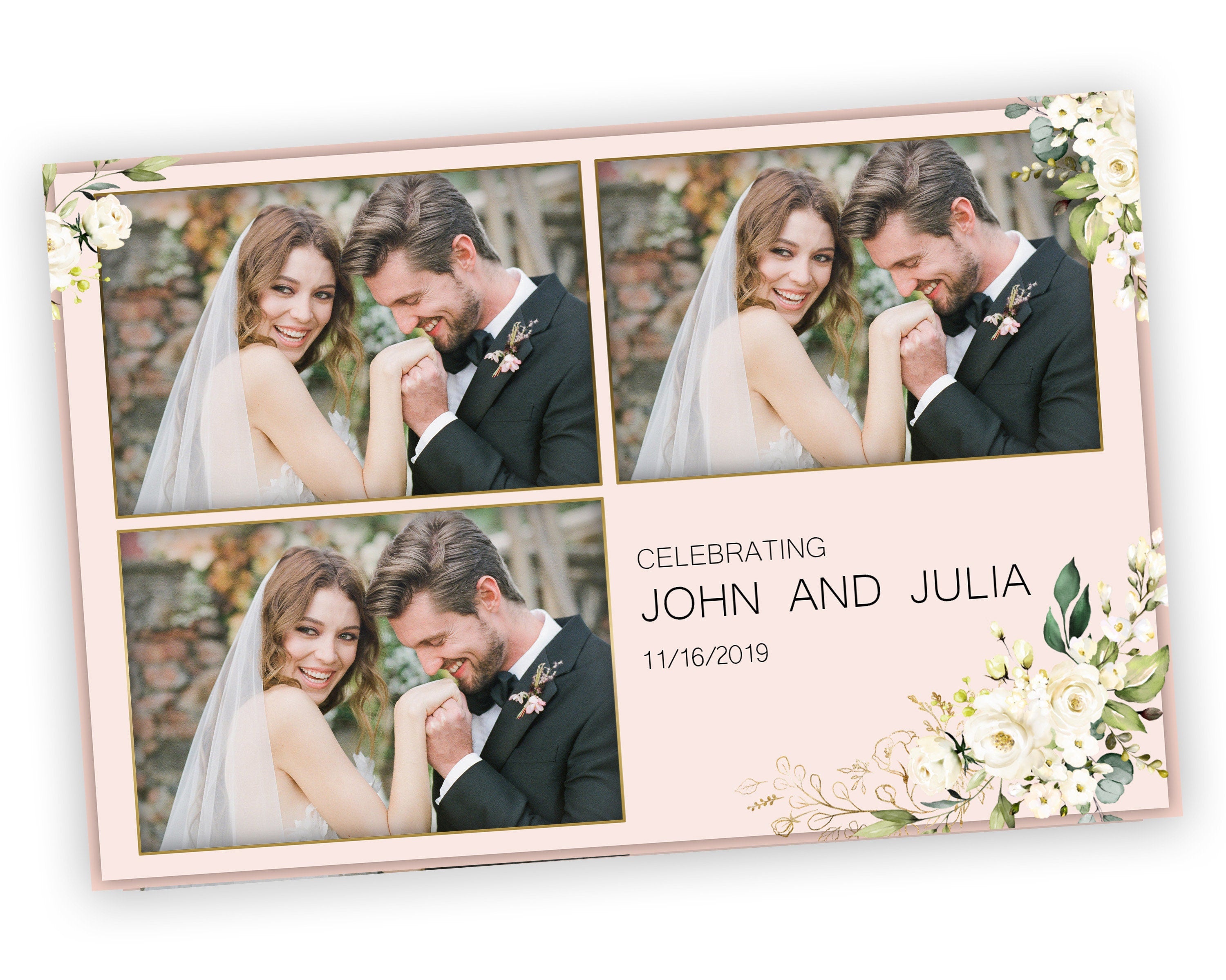 Photo Booth Template Wedding Sweet Sixteen Photo Booth Template 4x6 Photobooth template Floral Bridal 4x6 anniversary png psd xbdr