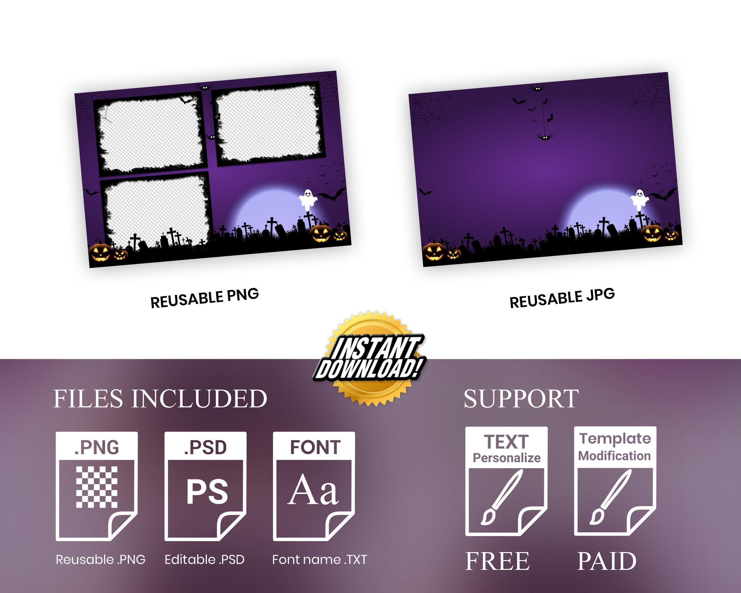 Halloween Photo Booth Template, Halloween 2024 Photobooth, Pumpkin, Hallows Day Template 199