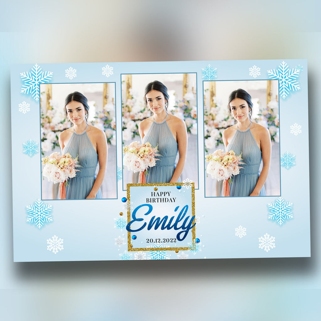 Snowflakes Photo Booth Winter Wonderland Birthday Quinceañera Sweet 16 Christmas Xmas