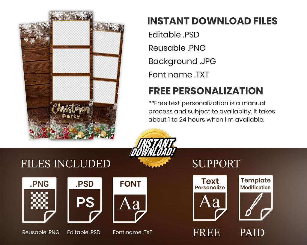 Christmas Photobooth Template, Merry Christmas and New Year, 4x6 Xmas Photobooth Template, Holiday 1419