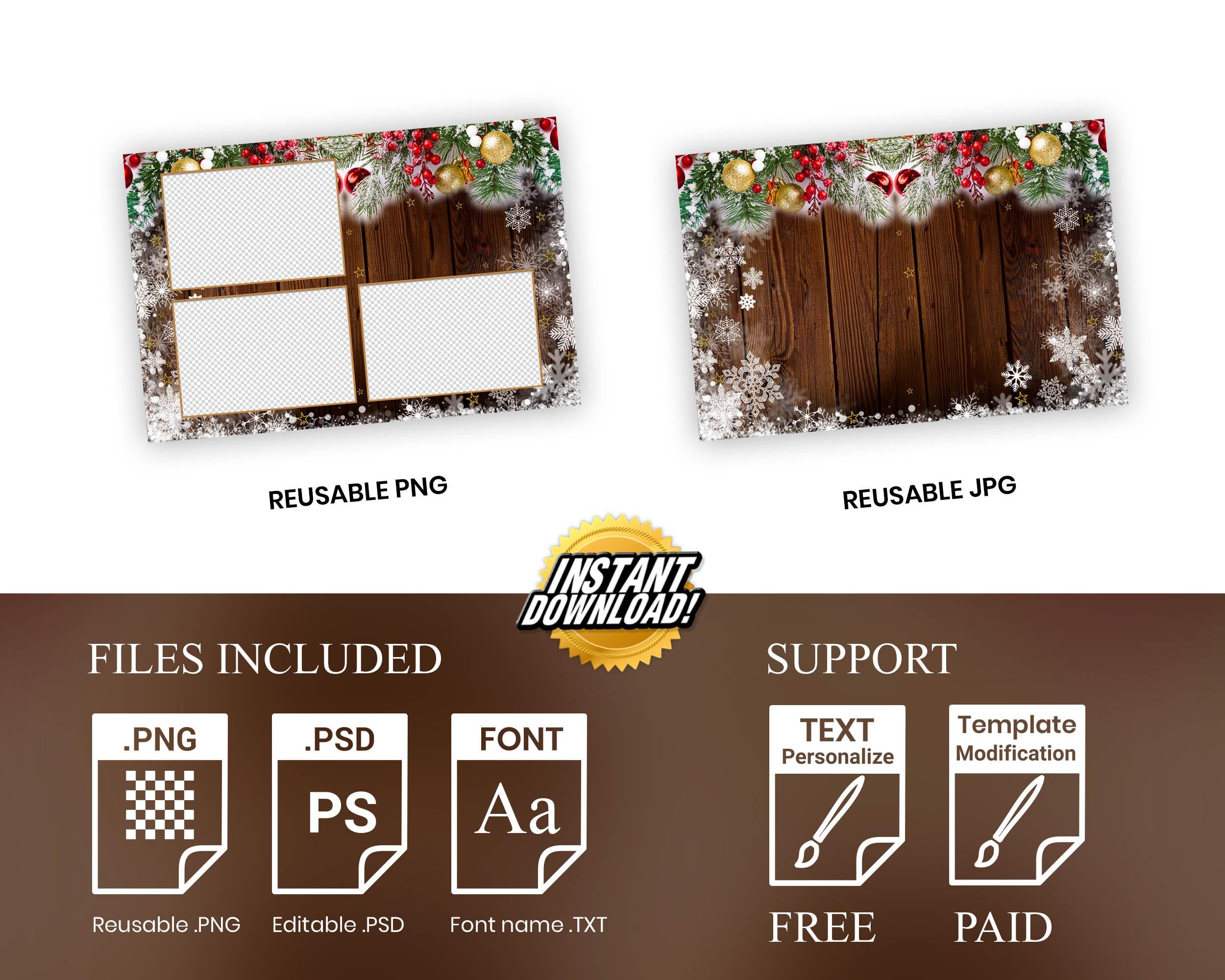 Christmas Photobooth Template, Merry Christmas and New Year, 4x6 Xmas Photobooth Template, Holiday 1419