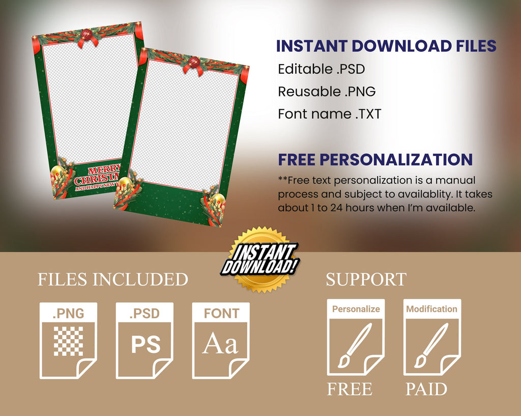 Christmas Photobooth Template Merry Christmas Photo Booth New Holiday New Year Template Red Gold Green