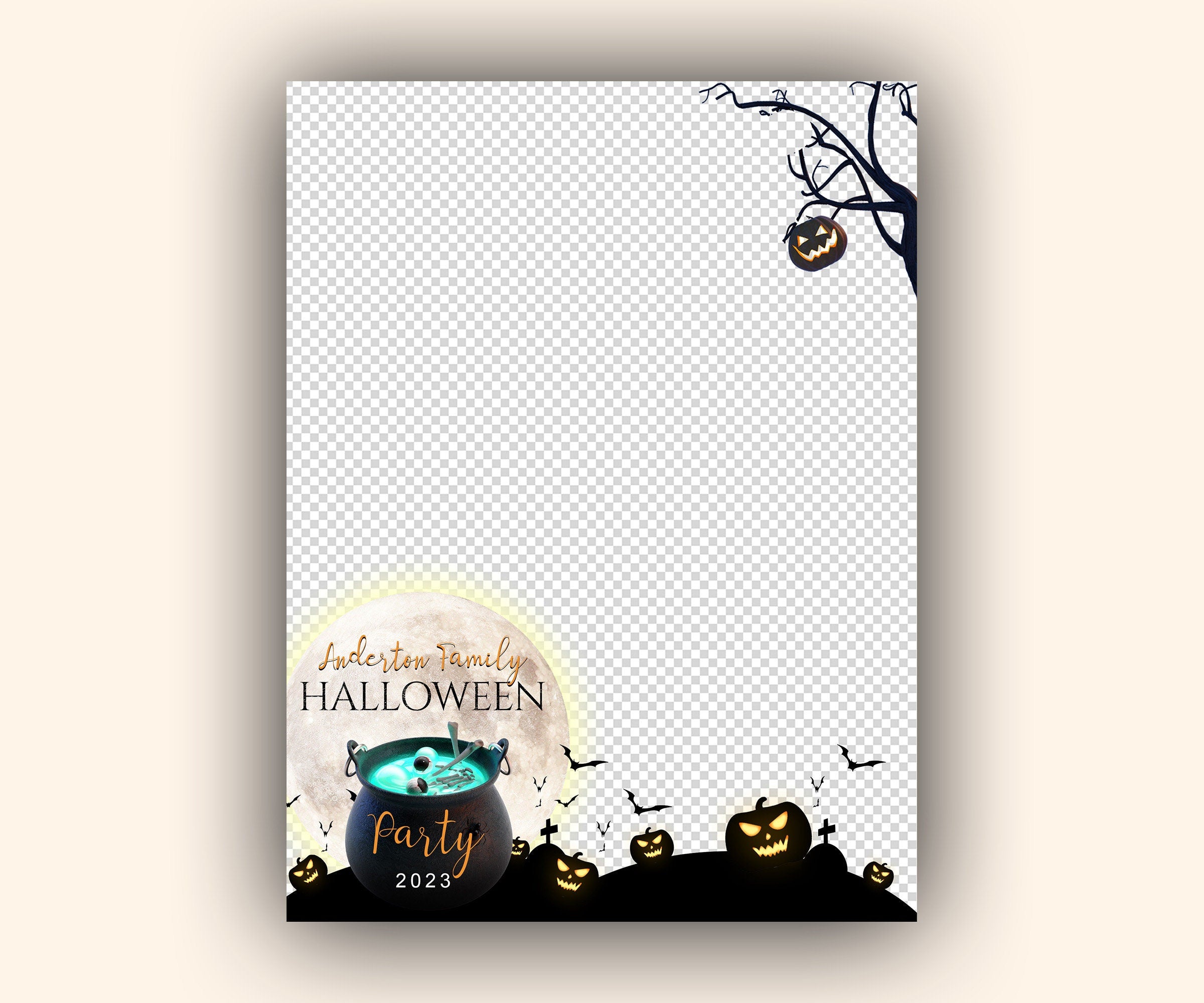 Halloween Photobooth Template Overlay Design Trick or Treat Party 2023 stylish halloween Photo booth Template