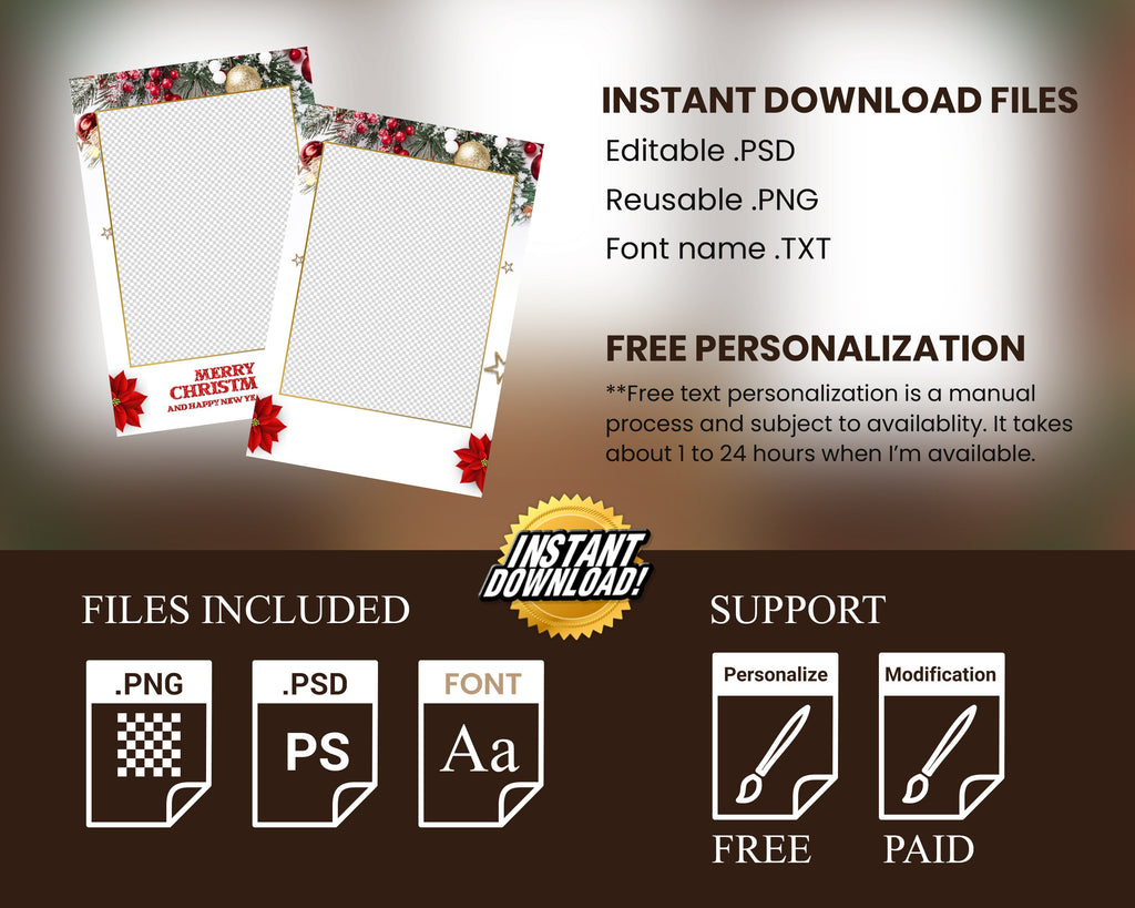 Christmas Photobooth Template Merry Christmas and New Year Strip Winter Wonderland and Holiday Photobooth Template Mirror Booth 4x6