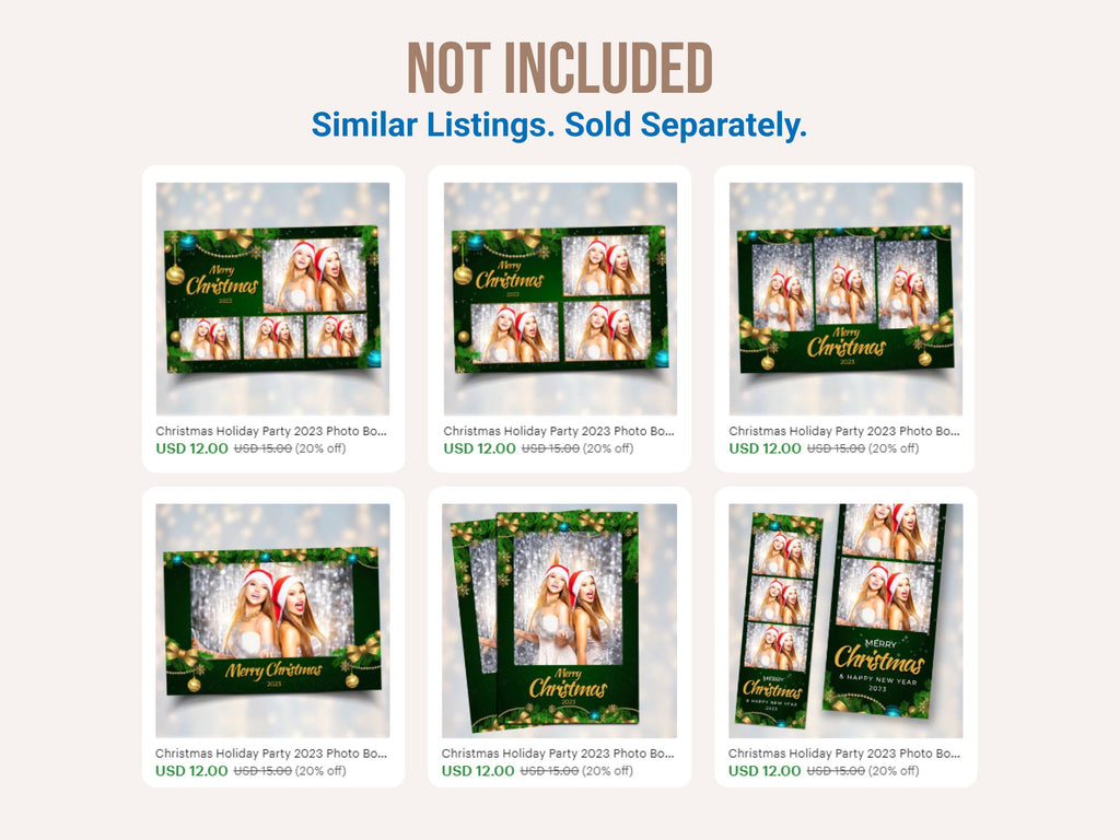 Christmas Holiday Party 2023 Photo Booth Template Green Gold Corporate Party Photobooth 4x6 Portrait Single Photo Mirror booth template CM5