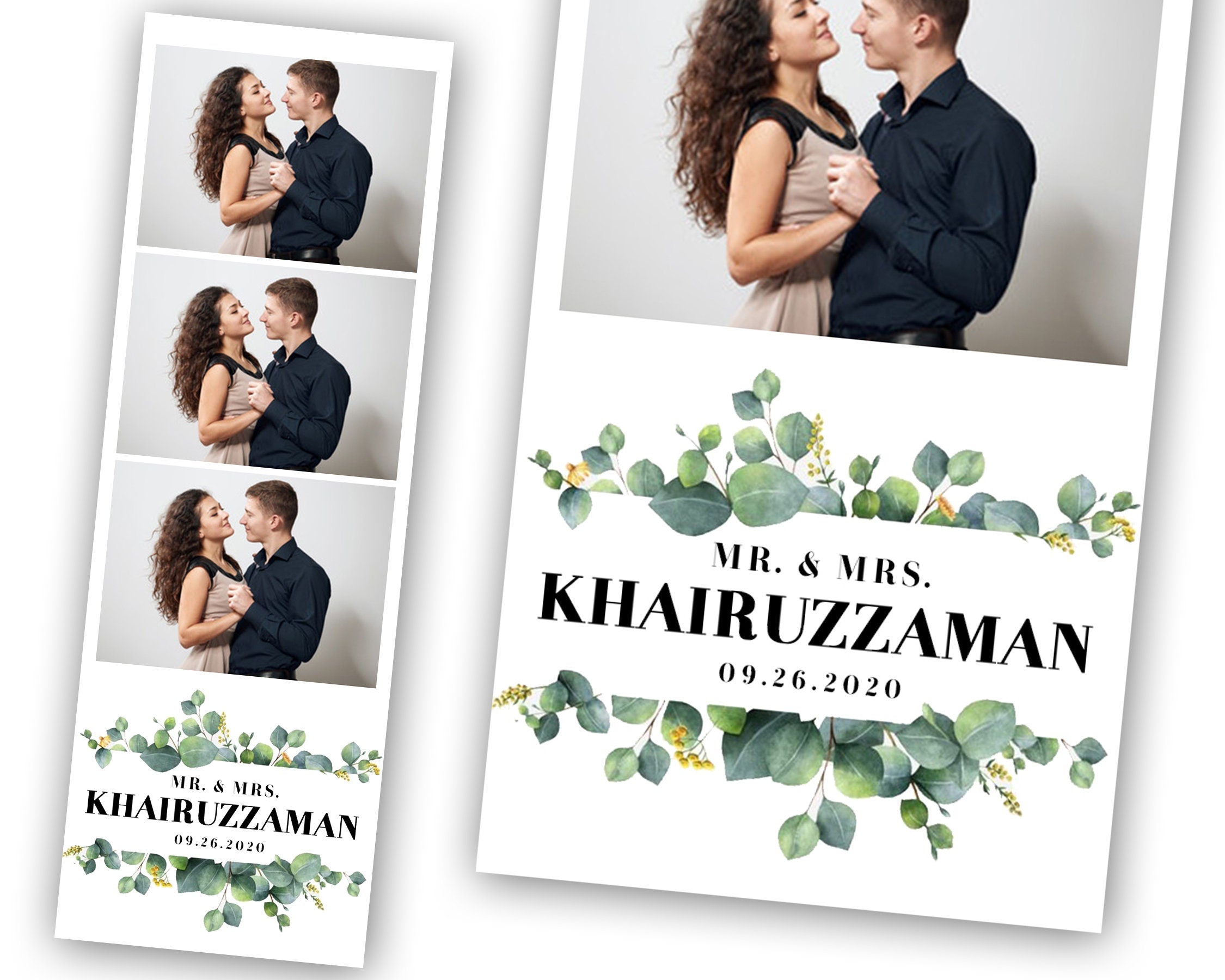 Wedding Bridal Shower Sweet 16 Floral Anniversary Photo Booth Template 2x6 abd 4x6 Photobooth Template with xbdr psd png jpg and mockup