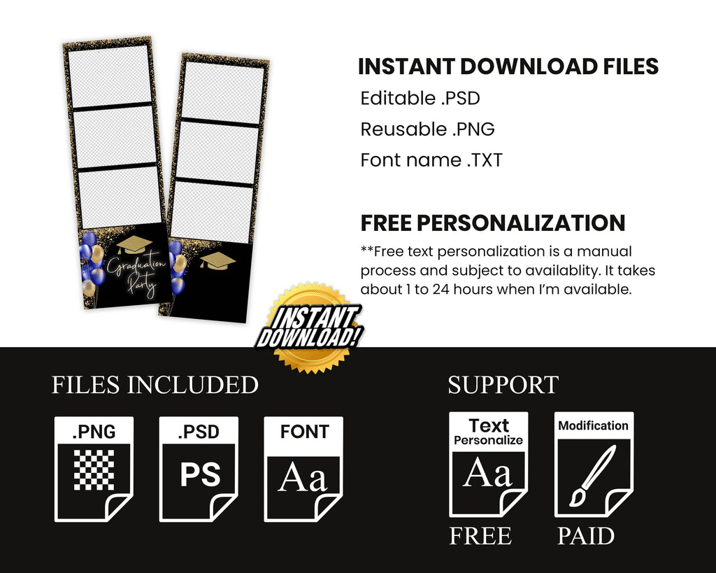 Graduation Photo Booth Template, Graduation Photobooth Template, Class of 2024, Prom 2024, Grad Party