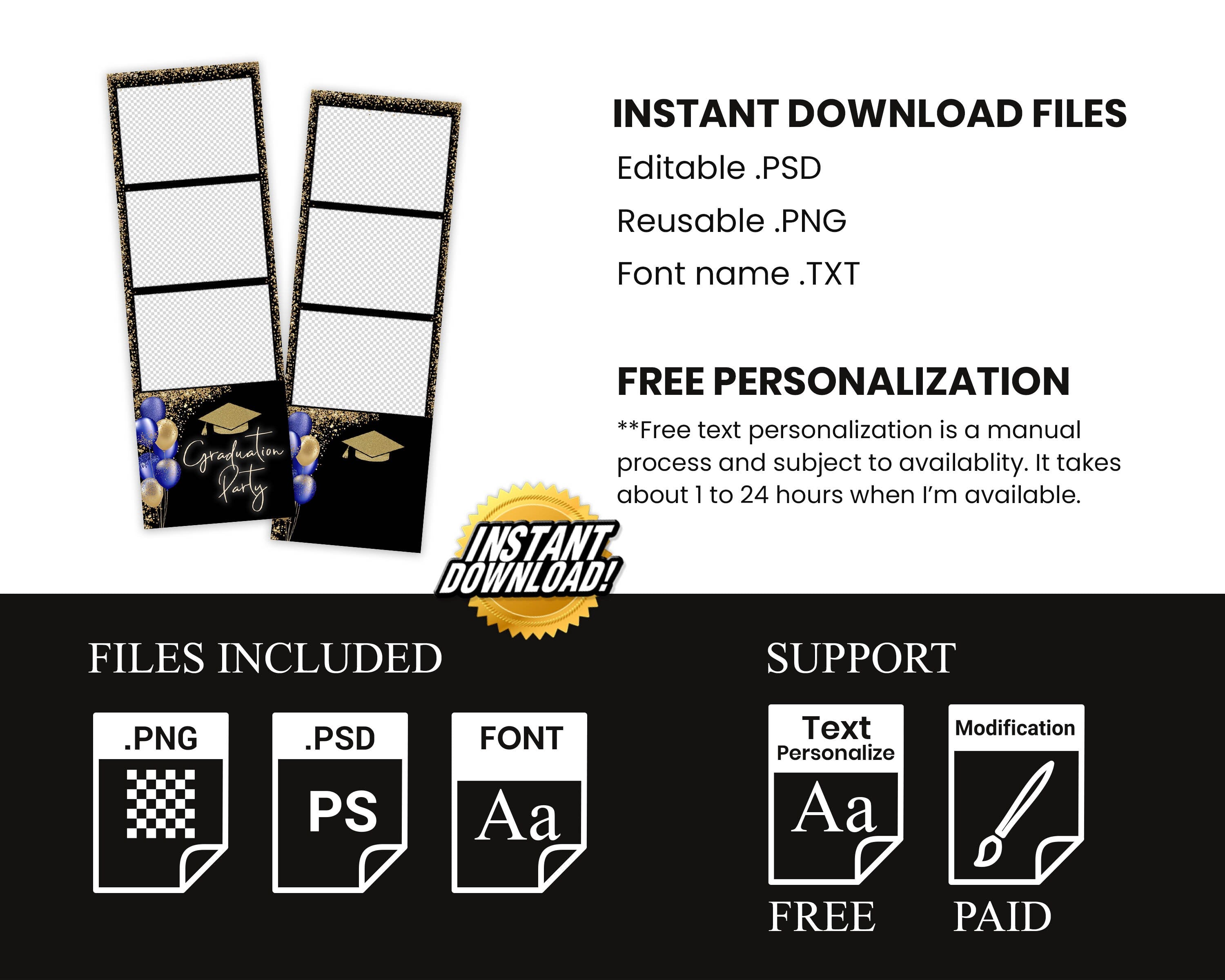 Graduation Photo Booth Template, Graduation Photobooth Template, Class of 2024, Prom 2024, Grad Party
