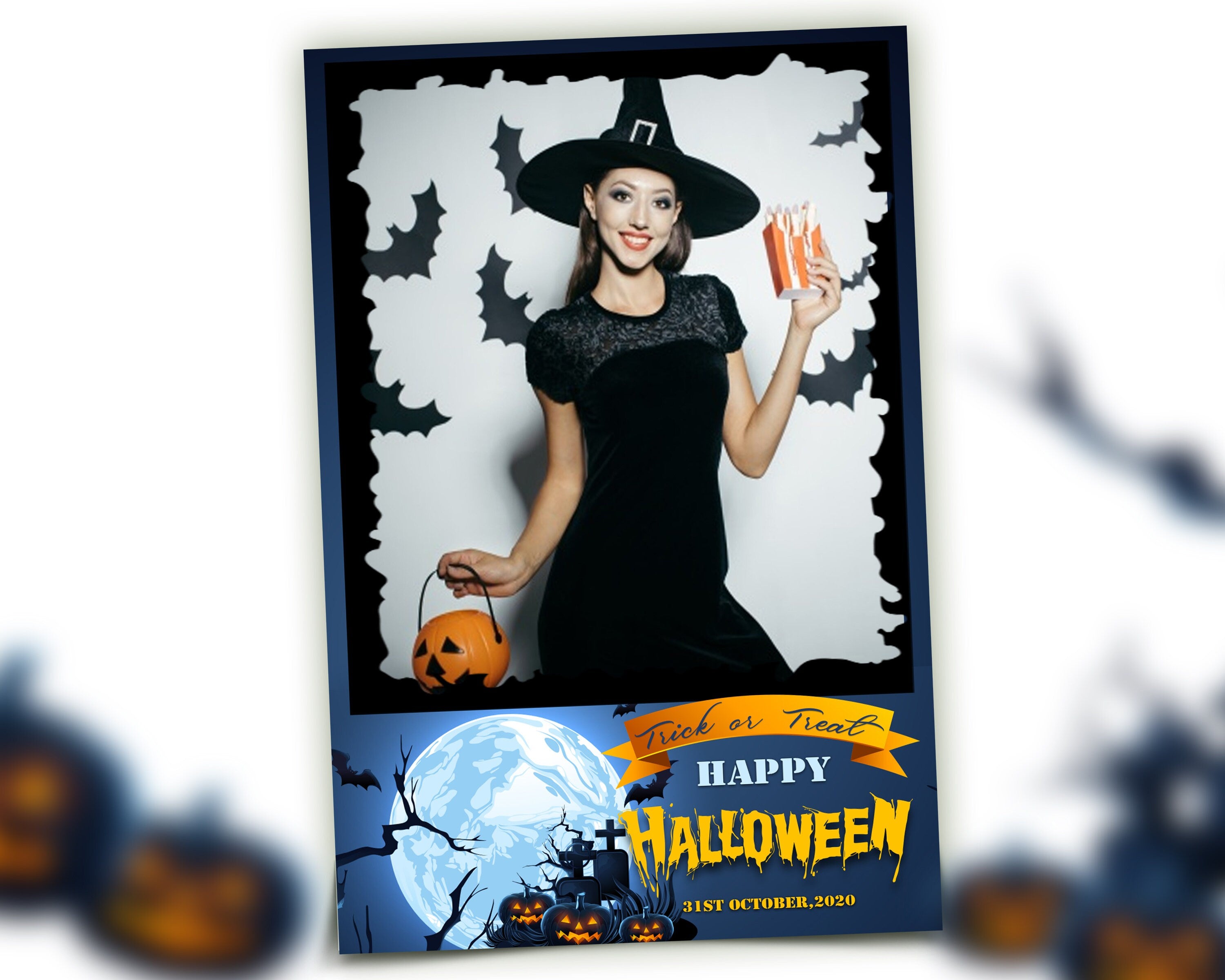 Halloween Photo Booth Template 4x6 Photobooth Pumpkin Template postcard