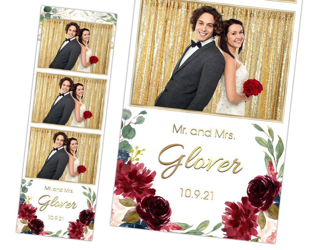 Wedding Photobooth Template, Floral Photobooth Template, 2x6 Wedding Photo booth Template, Sweet 16, Bridal Shower with font link