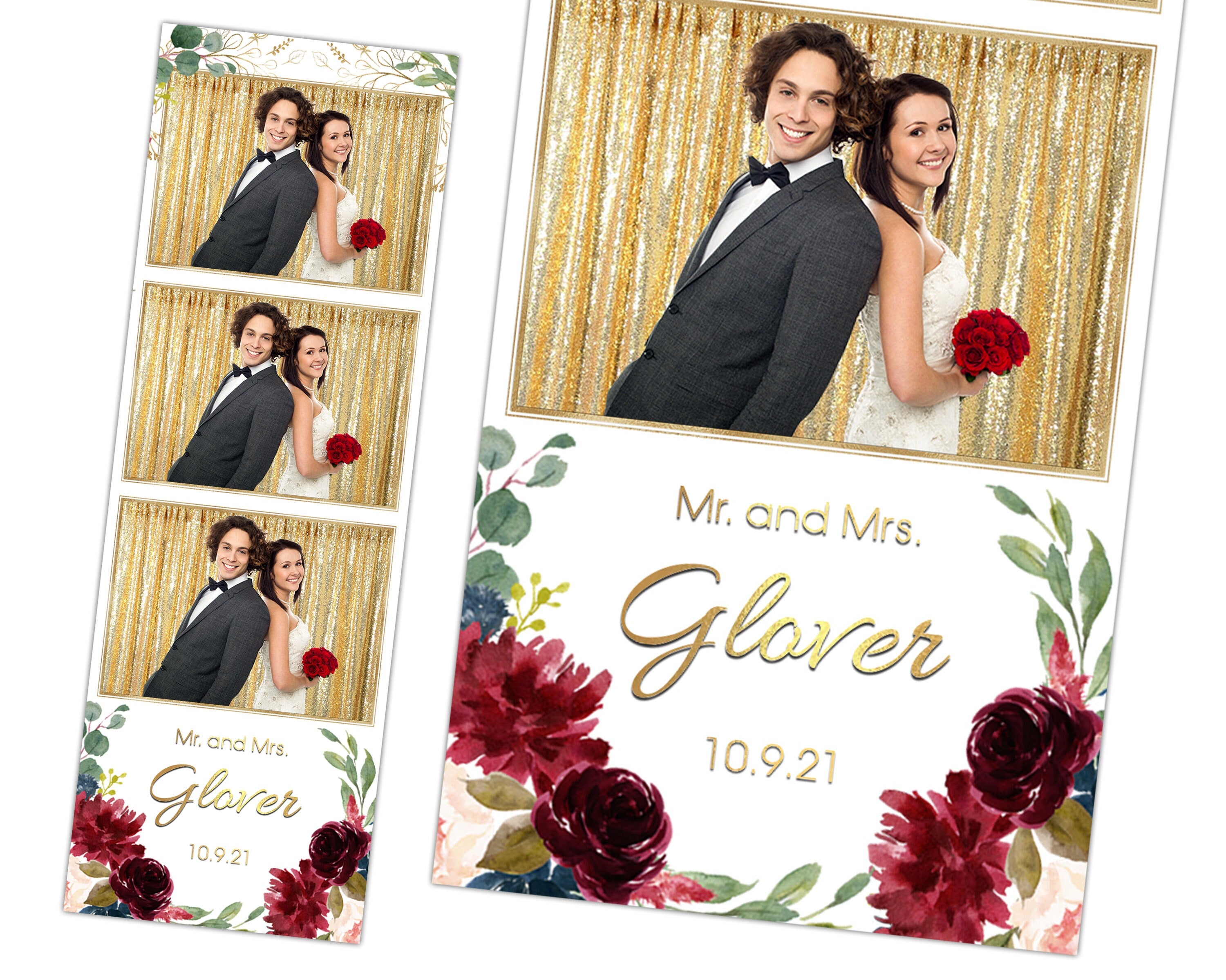 Wedding Photobooth Template, Floral Photobooth Template, 2x6 Wedding Photo booth Template, Sweet 16, Bridal Shower with font link