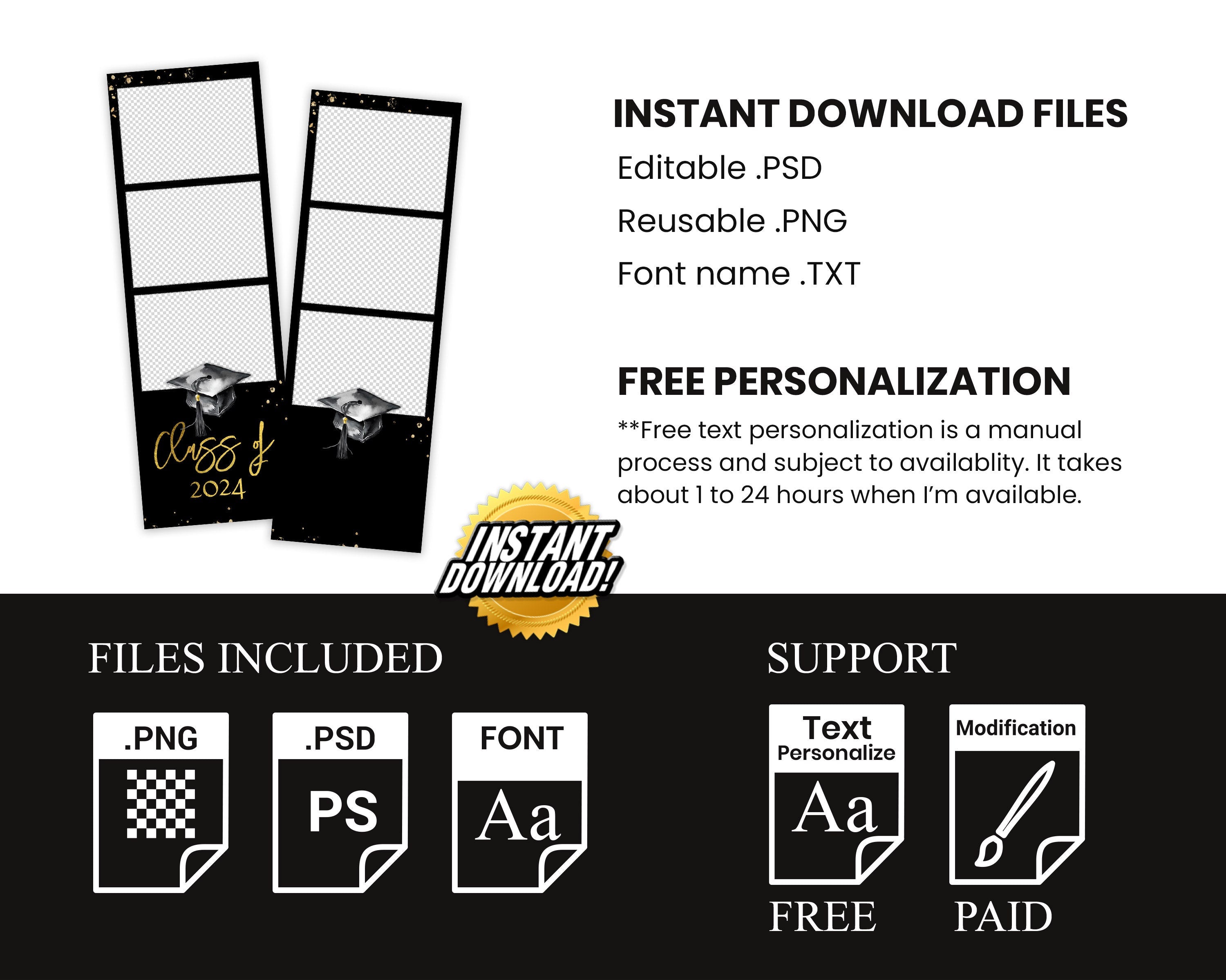 Graduation Photo Booth Template, Graduation Photobooth Template, Class of 2024, Prom 2024, Grad Party 1066
