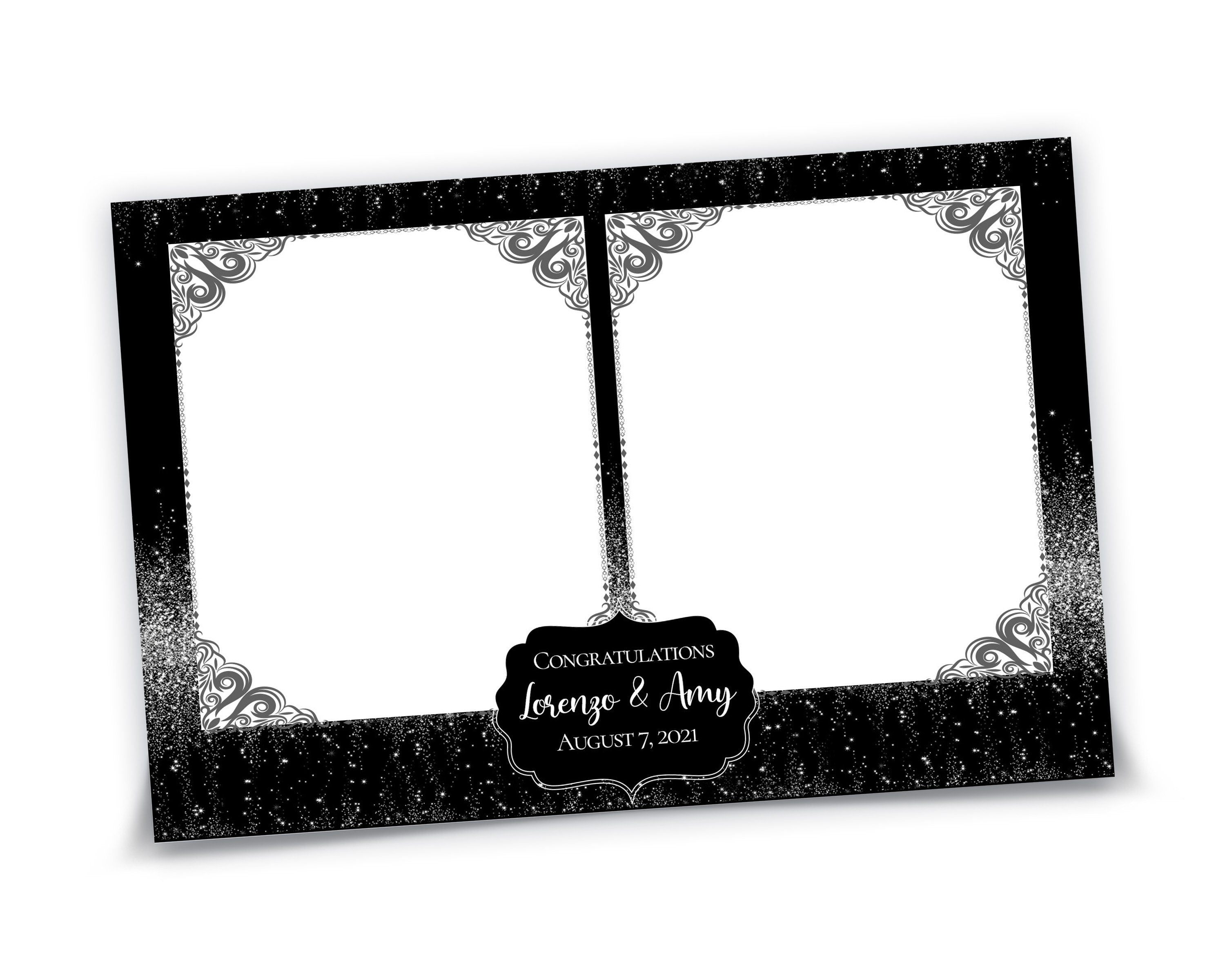 Photobooth Template Silver Glitter Photobooth Template for Birthday Silver Bridal Wedding Anniversary 4x6 Photo Booth Template