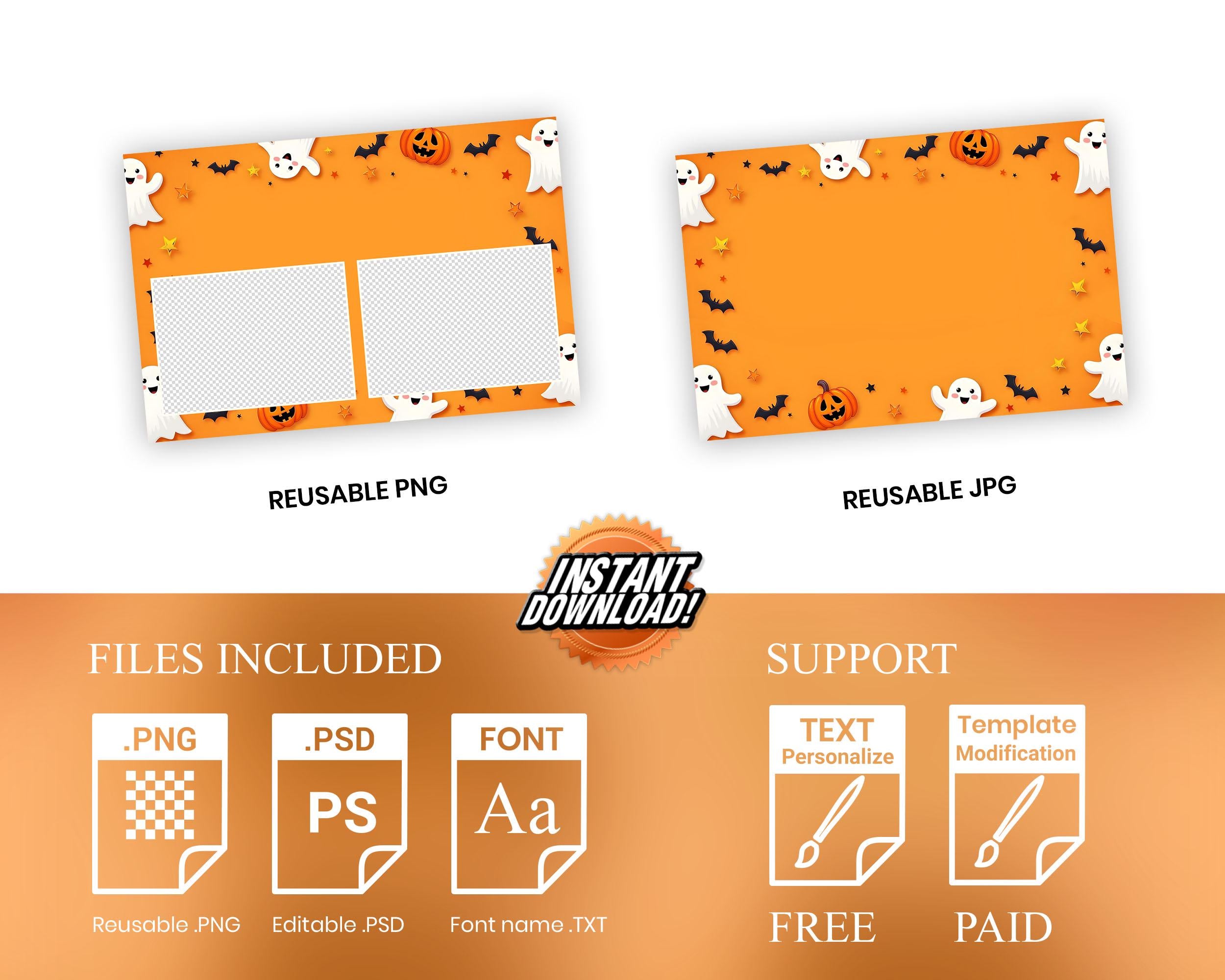 Halloween Photobooth Template, Trick or Treat, Halloween 2024 Photo Booth, Pumpkin 1373