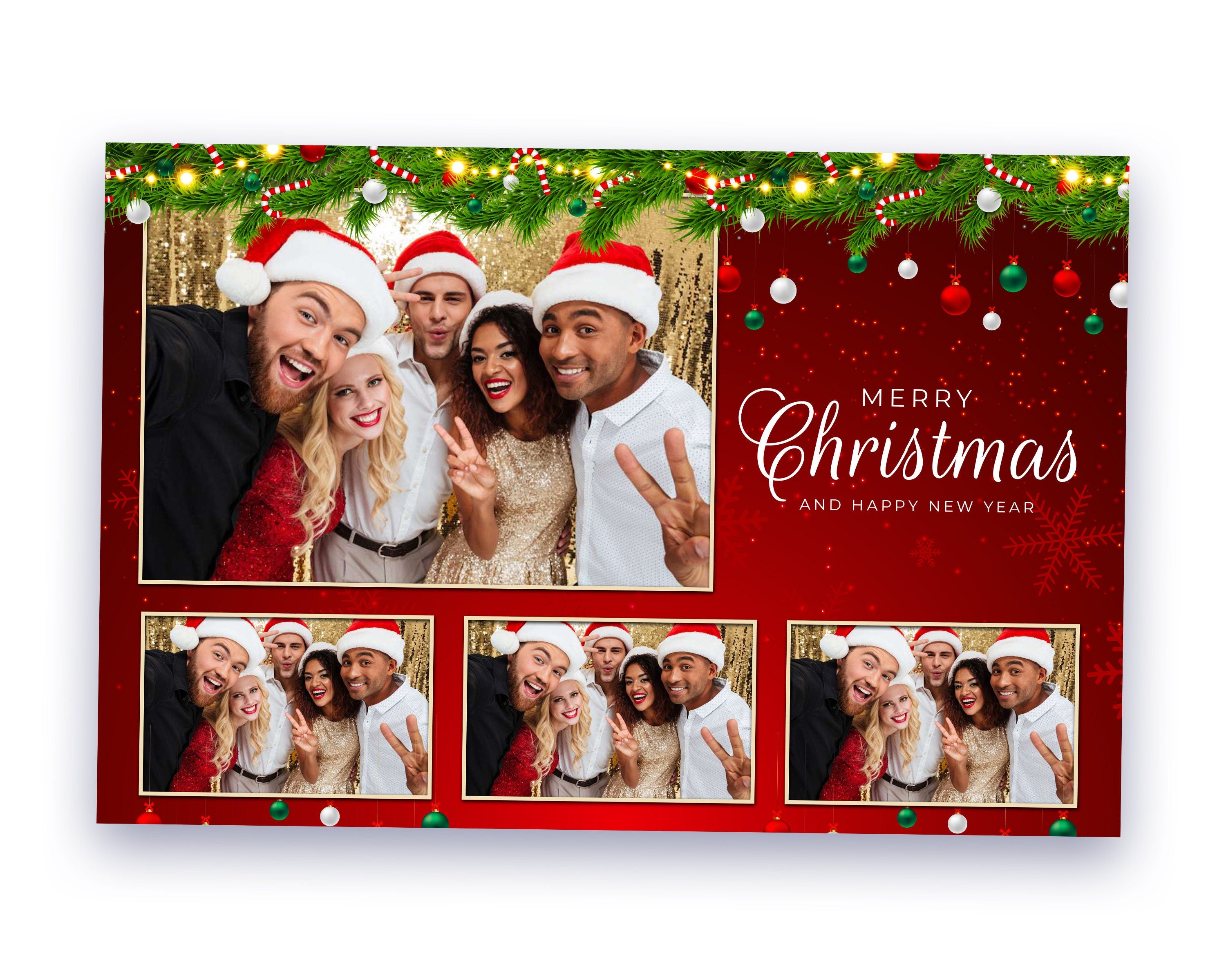 Christmas Photo Booth Template, Merry Christmas and New Year 4x6 Photobooth Template, pine tree