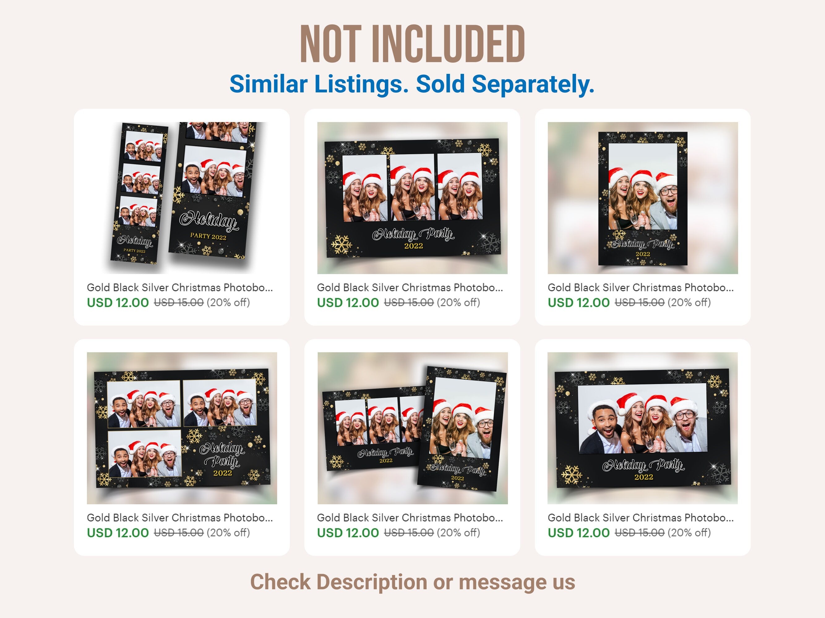 Christmas Photobooth Template 4x6 Merry Christmas and New Year Winter Wonderland and Holiday Photo booth Template Gold Black Silver